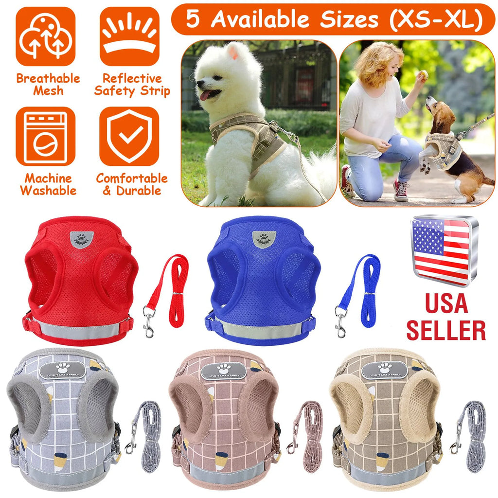 Pet Mesh Harness Dog Leash Set