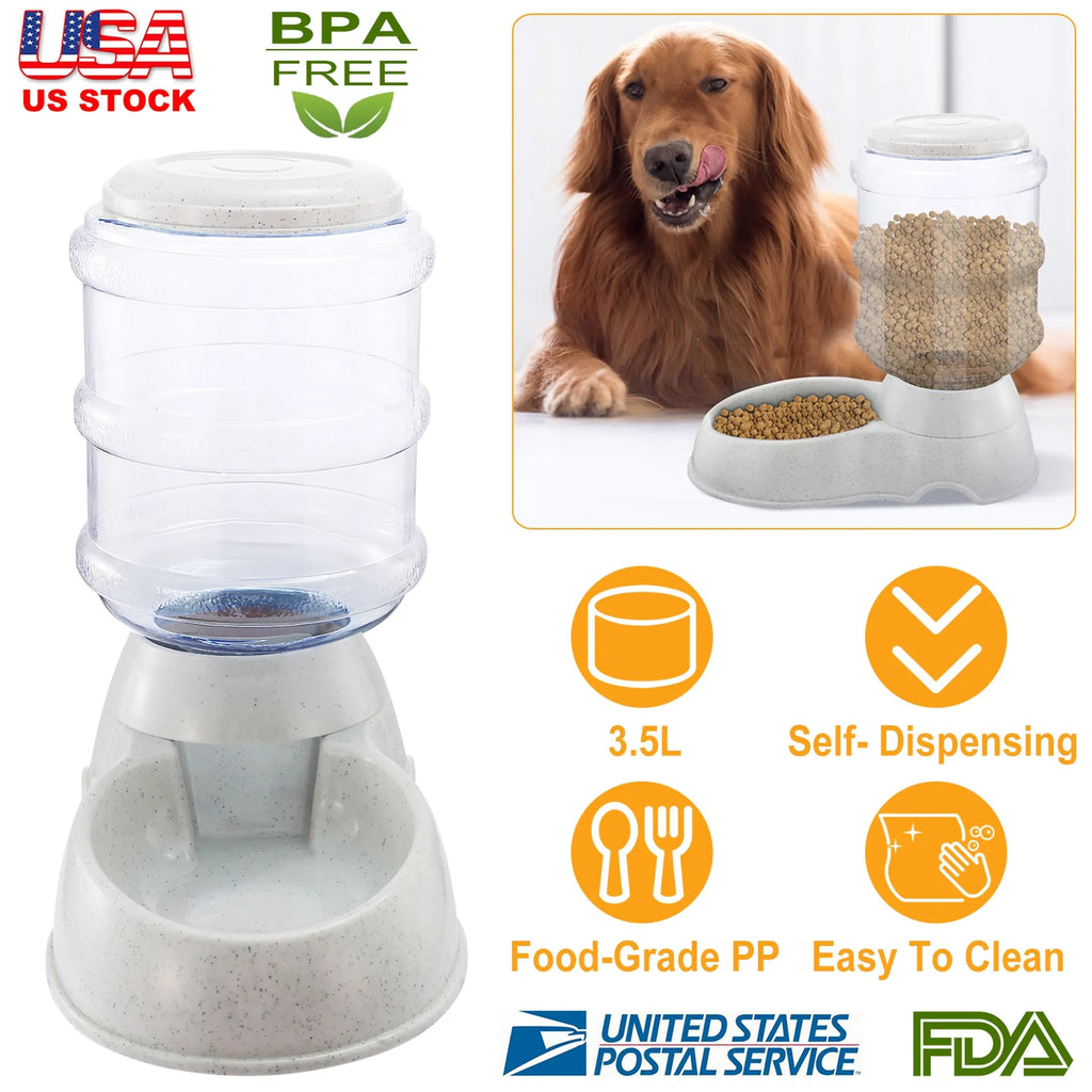 3.5L/1gal Pet Feeder Self-Dispensing Gravity Pets Food Dispenser