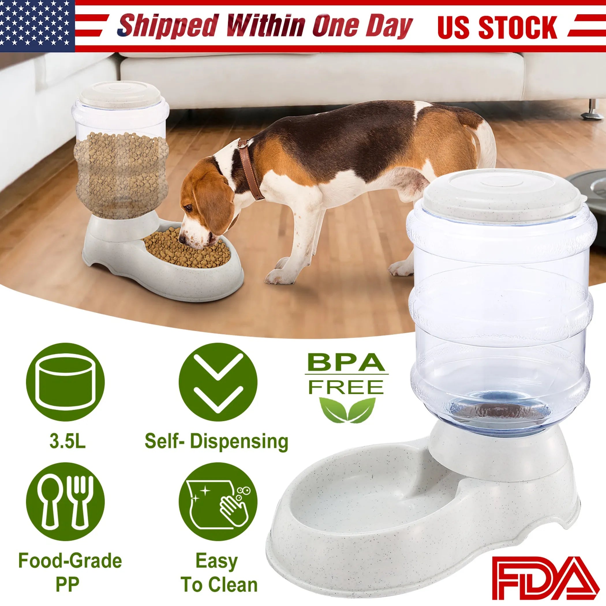 3.5L/1gal Pet Feeder Self-Dispensing Gravity Pets Food Dispenser
