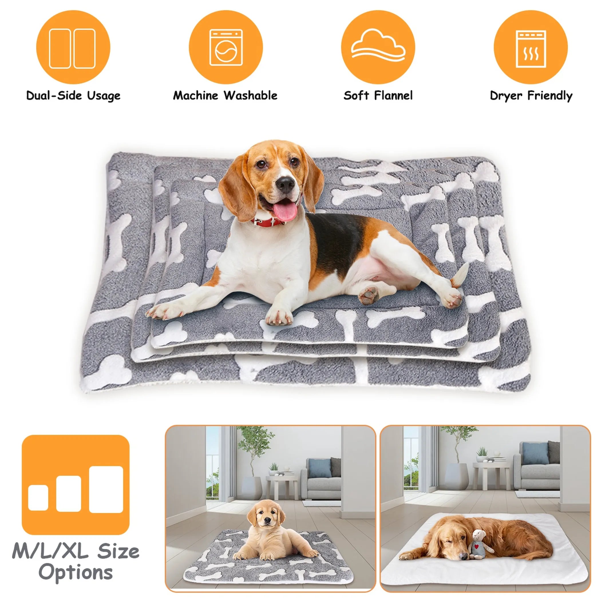 Dog Bed Mat Comfortable Flannel Dog Crate Pad