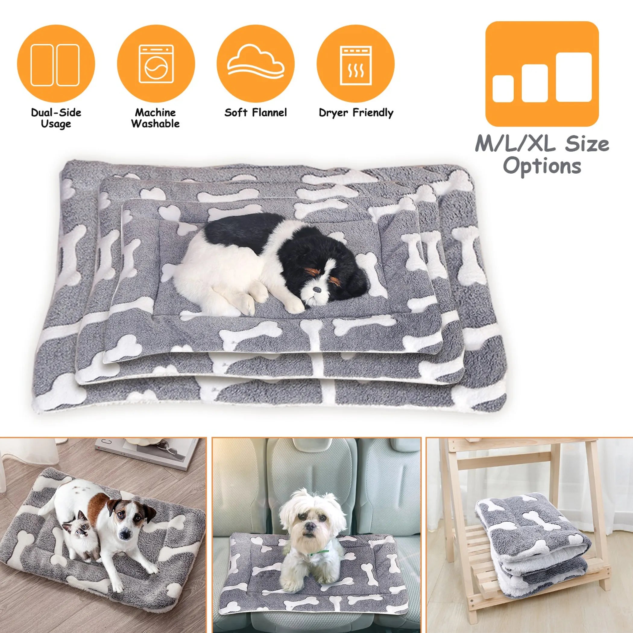 Dog Bed Mat Comfortable Flannel Dog Crate Pad