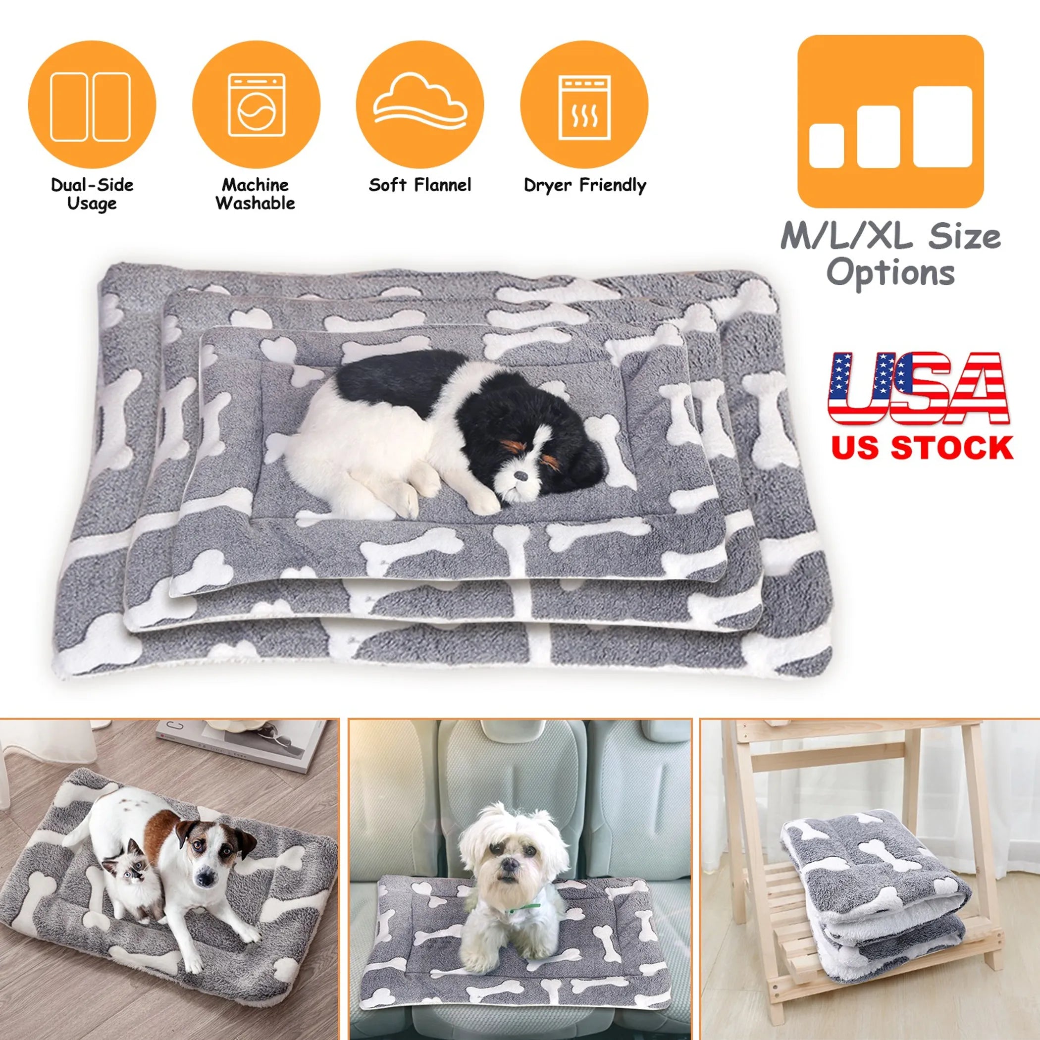 Dog Bed Mat Comfortable Flannel Dog Crate Pad