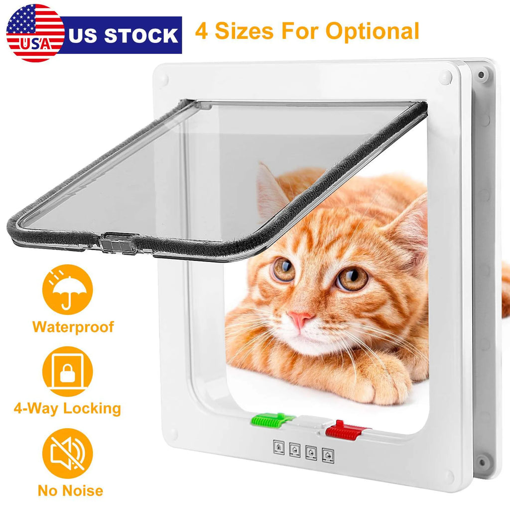 Cat Door Pet Gate 4 Way Locking Flap