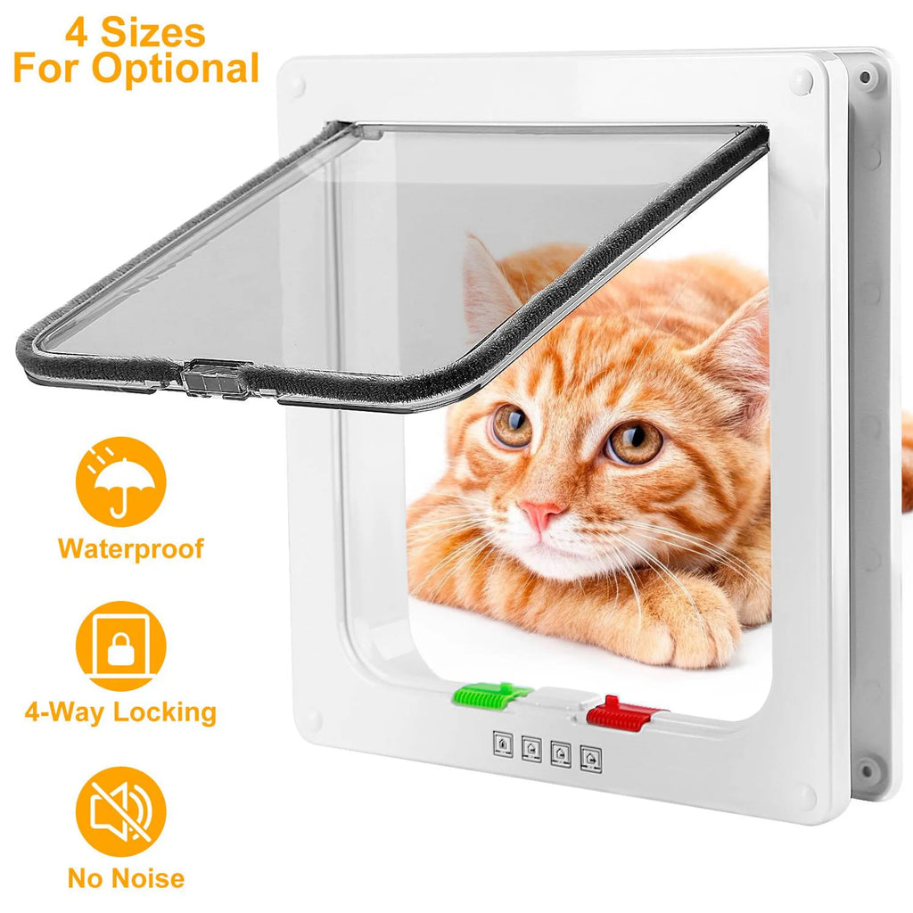 Cat Door Pet Gate 4 Way Locking Flap