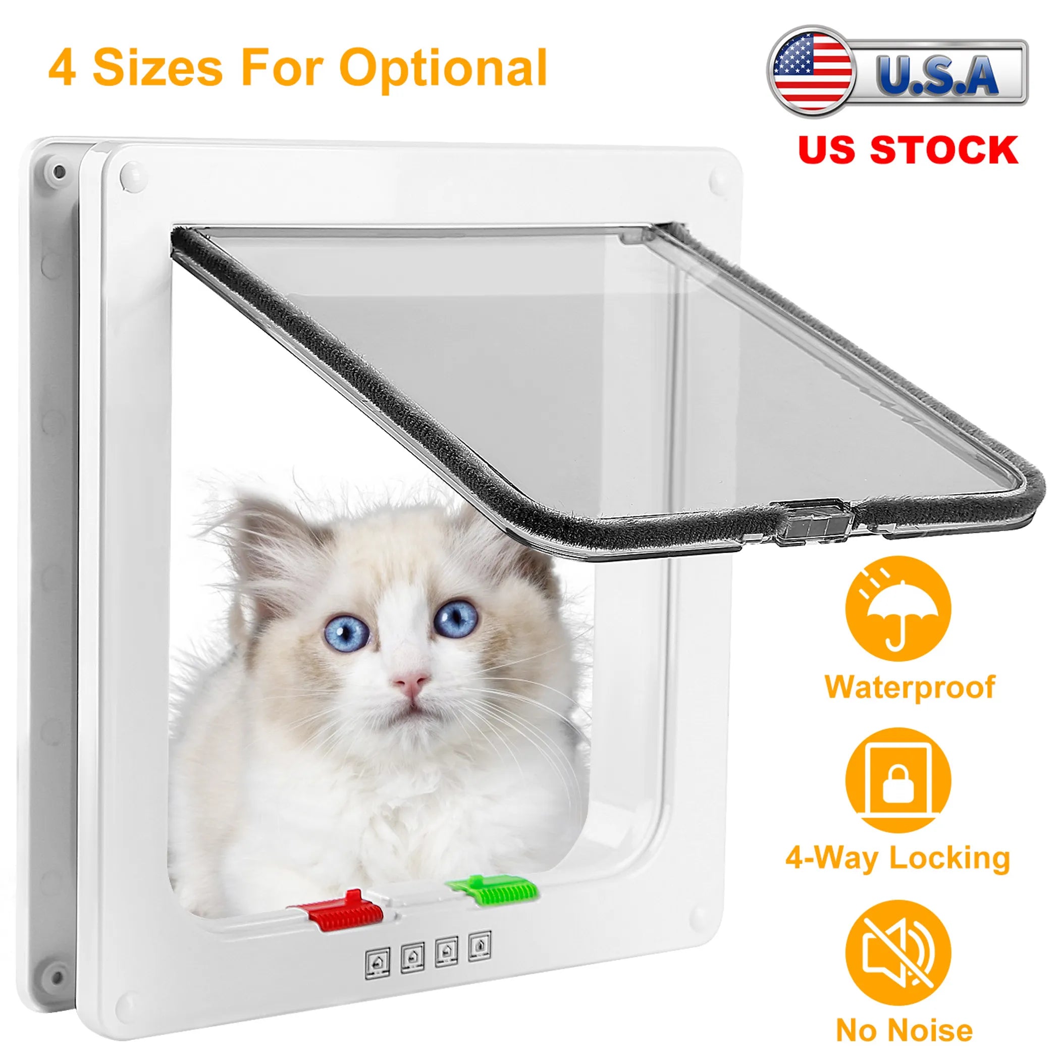 Cat Door Pet Gate 4 Way Locking Flap