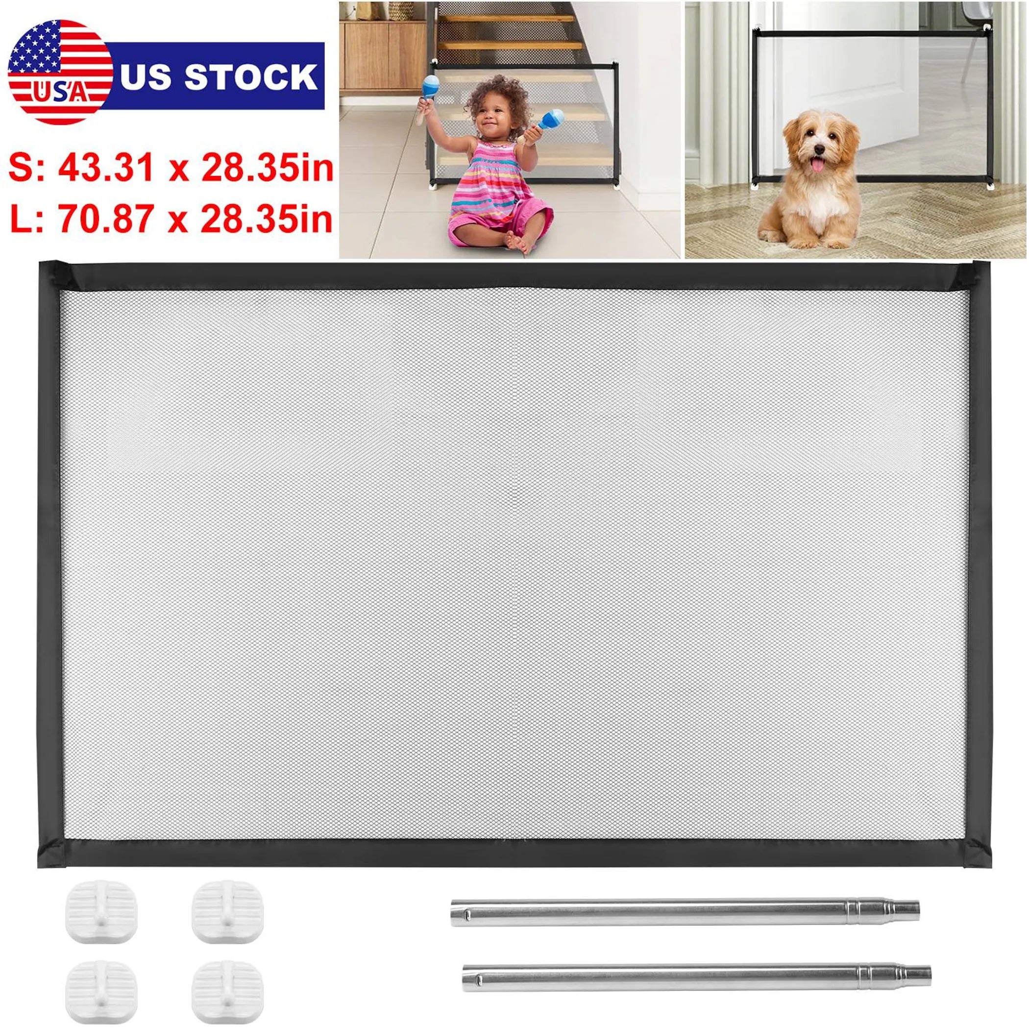 Dog Gate Dog Pet Baby Security Guard Gate Folding Safety Mesh Fence