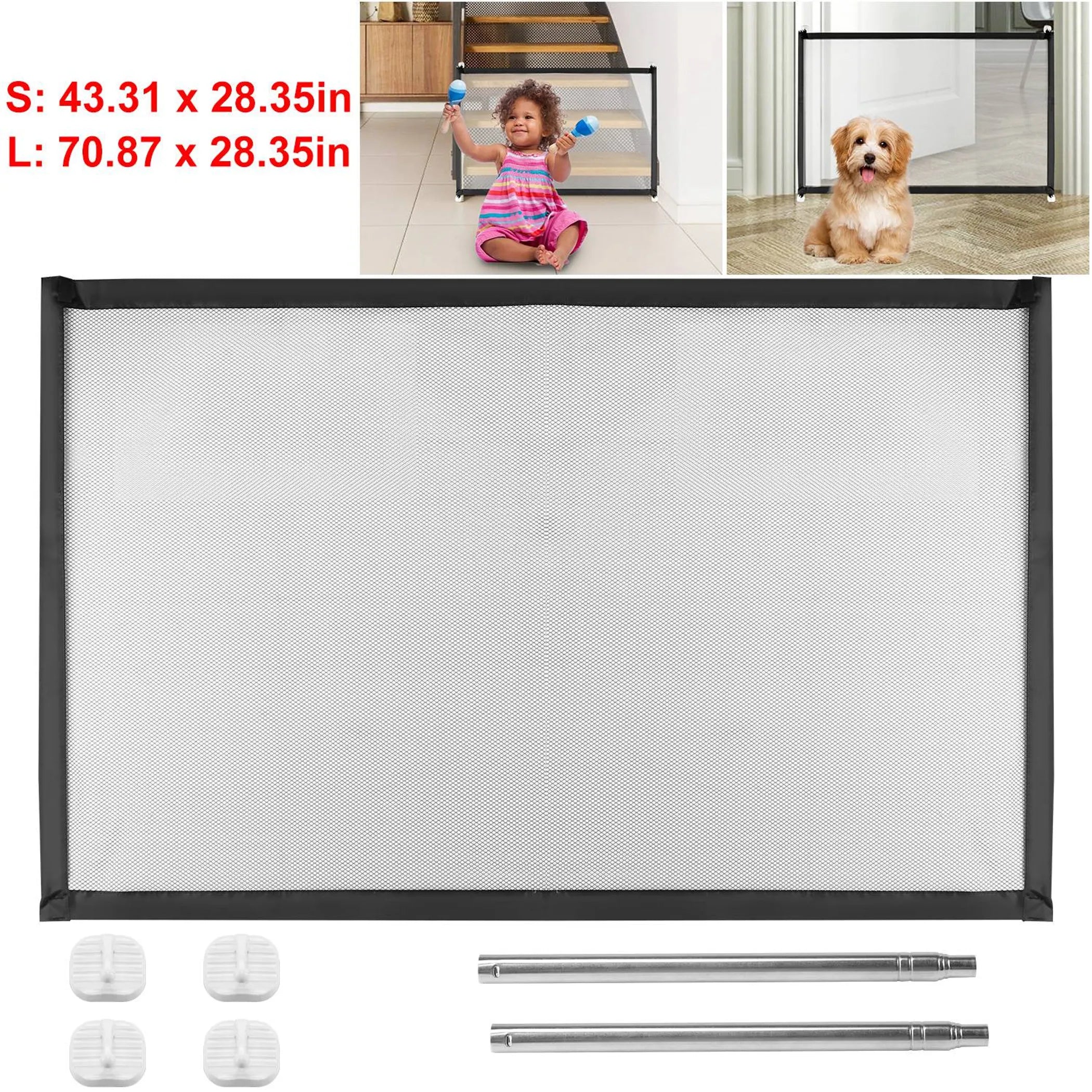 Dog Gate Dog Pet Baby Security Guard Gate Folding Safety Mesh Fence