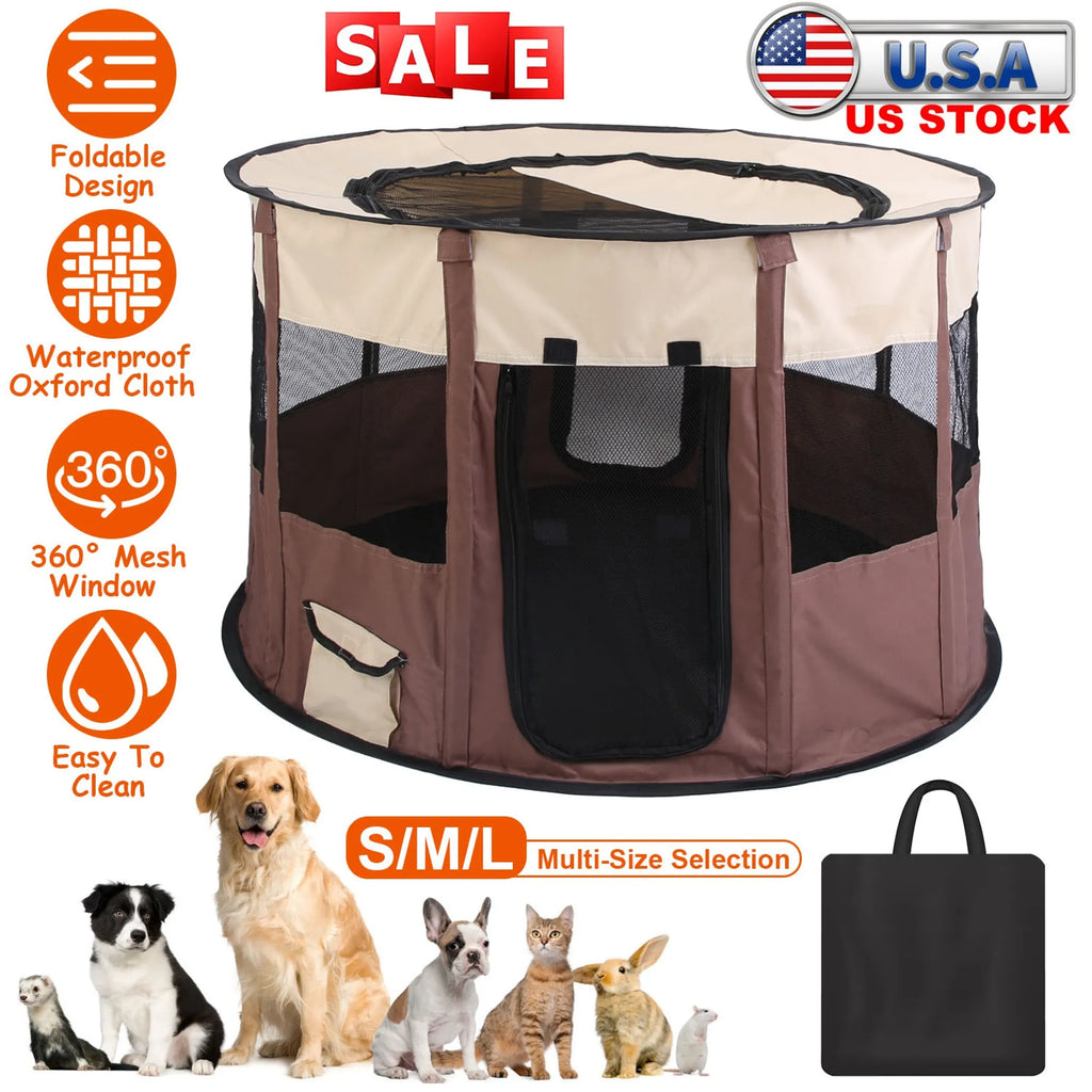 Foldable Playpen for Dog with Carry Bag