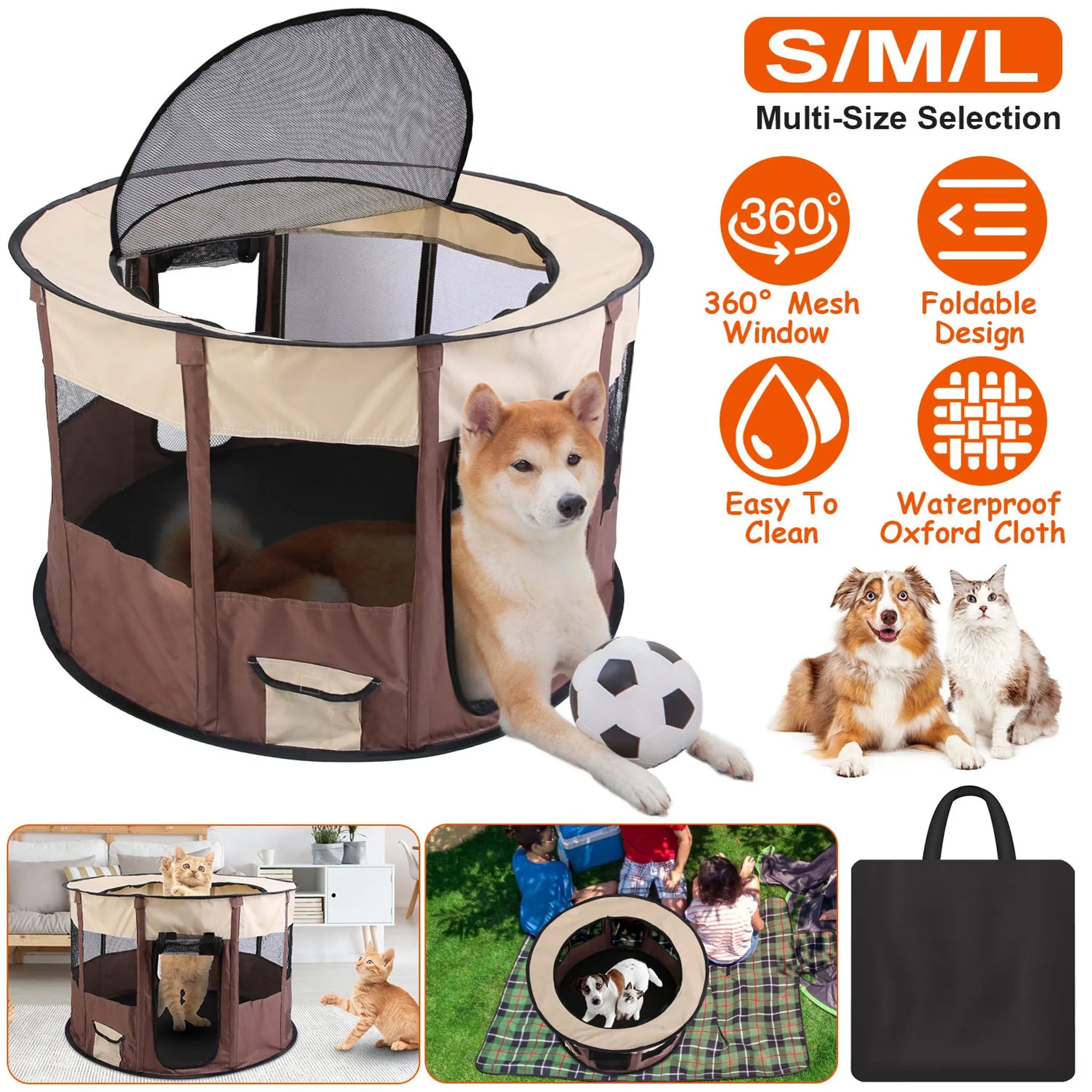 Foldable Playpen for Dog with Carry Bag