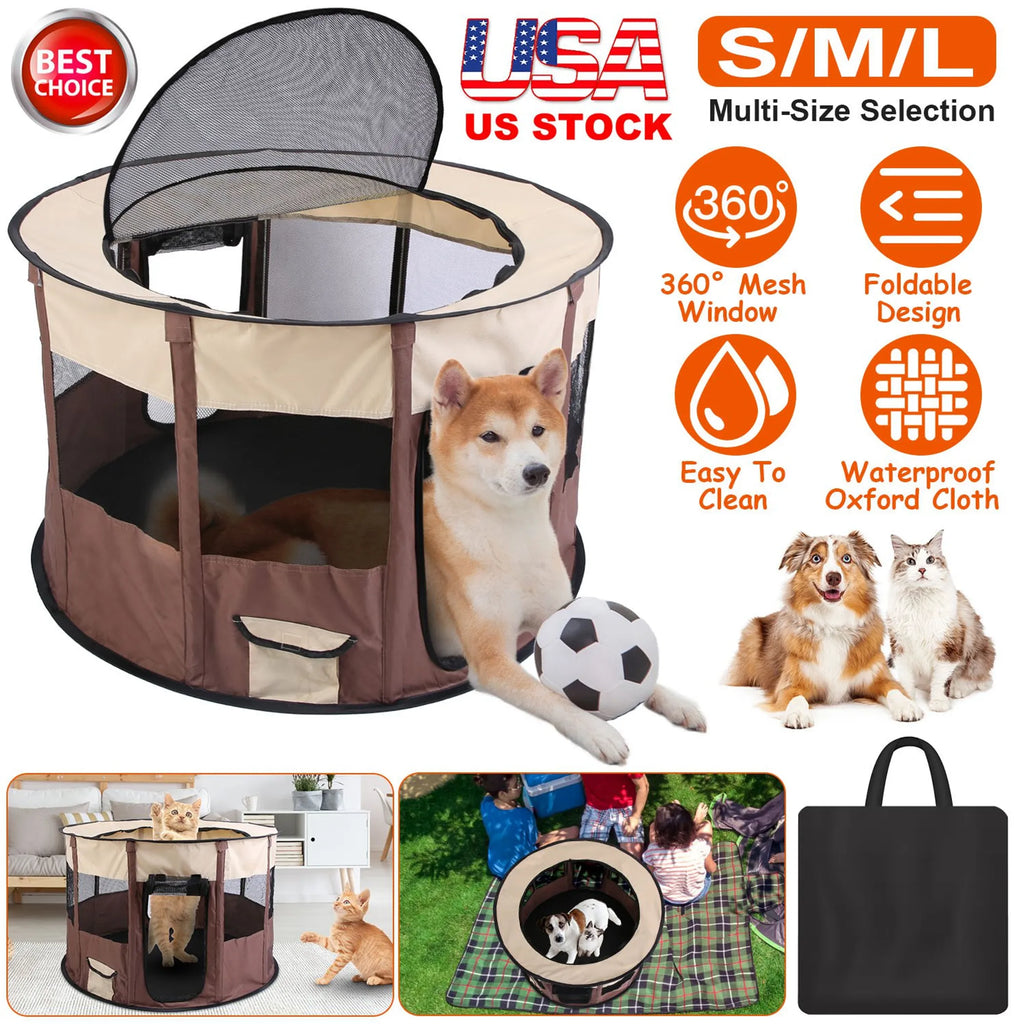 Foldable Playpen for Dog with Carry Bag