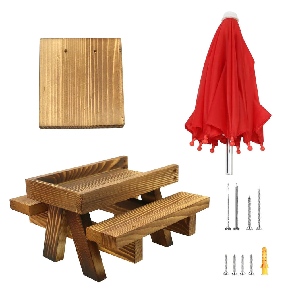 Squirrel Feeder Wooden Squirrel Picnic Table
