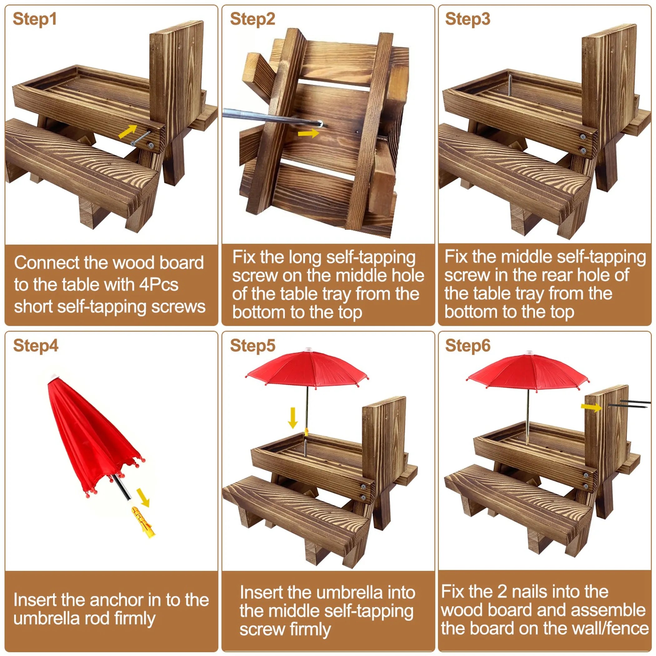 Squirrel Feeder Wooden Squirrel Picnic Table