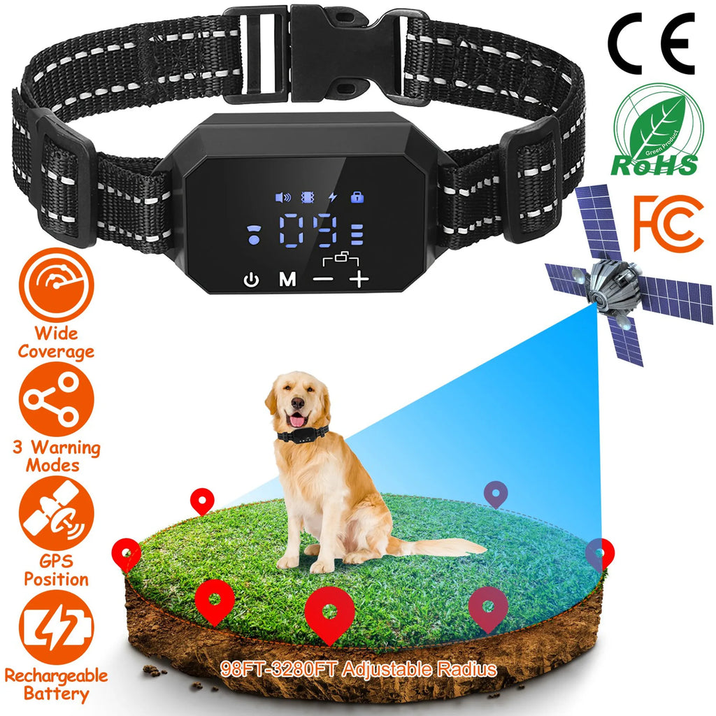 Wireless GPS Dog Fence Rechargeable Waterproof Electric Dog