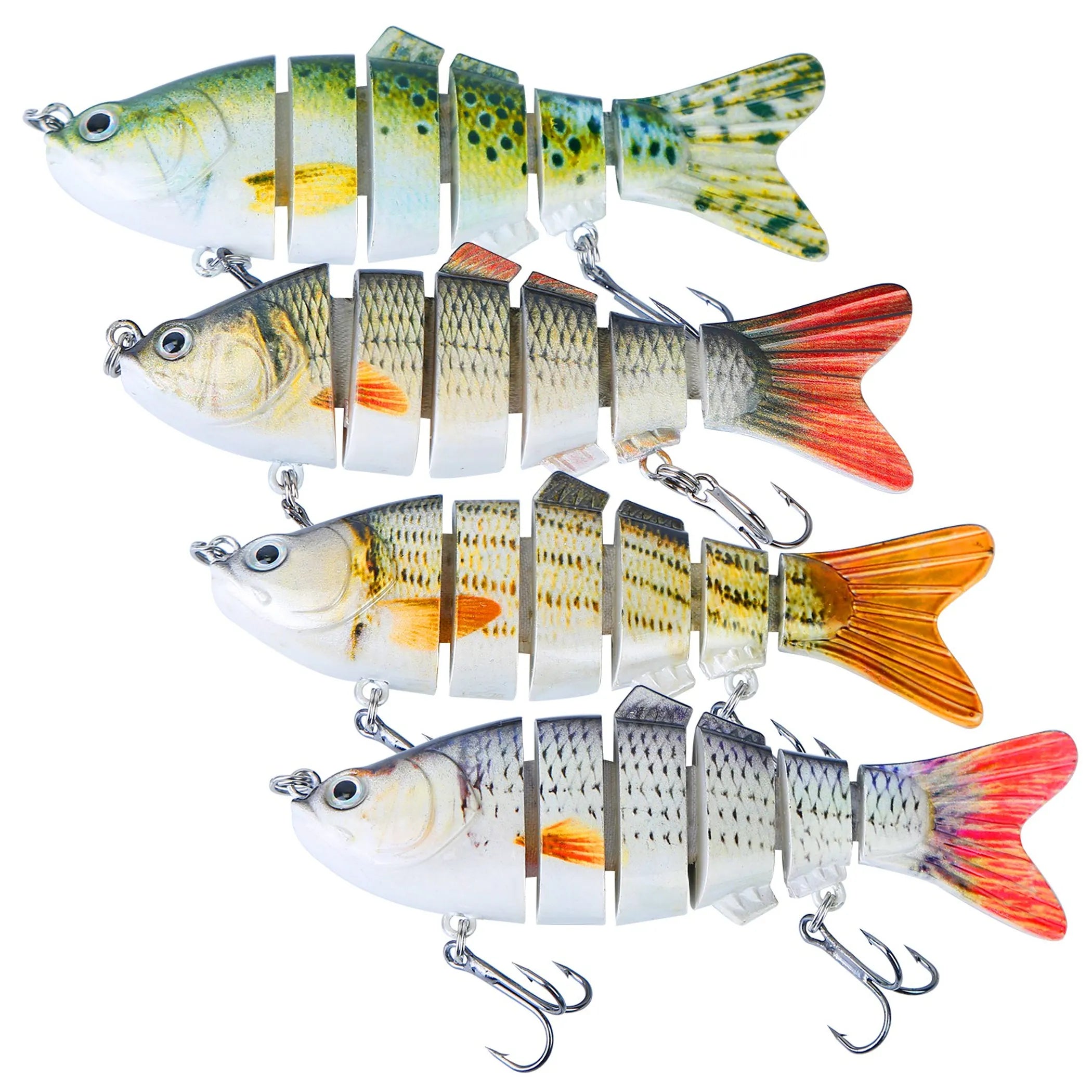 4Pcs 10cm/20g Bass Fishing Lure 6 Segment Multi