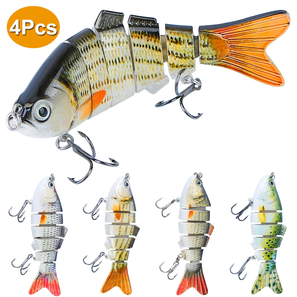 4Pcs 10cm/20g Bass Fishing Lure 6 Segment Multi