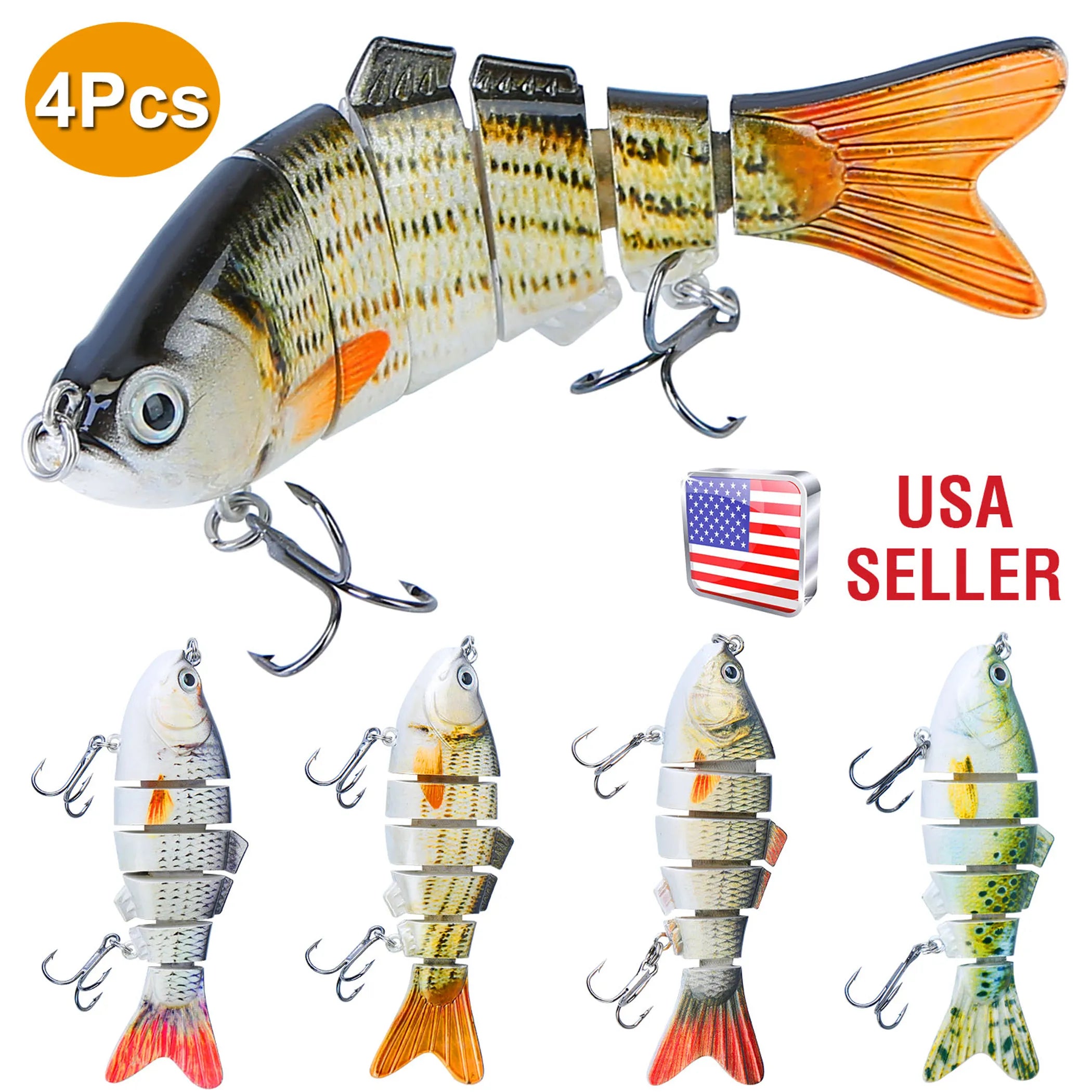 4Pcs 10cm/20g Bass Fishing Lure 6 Segment Multi