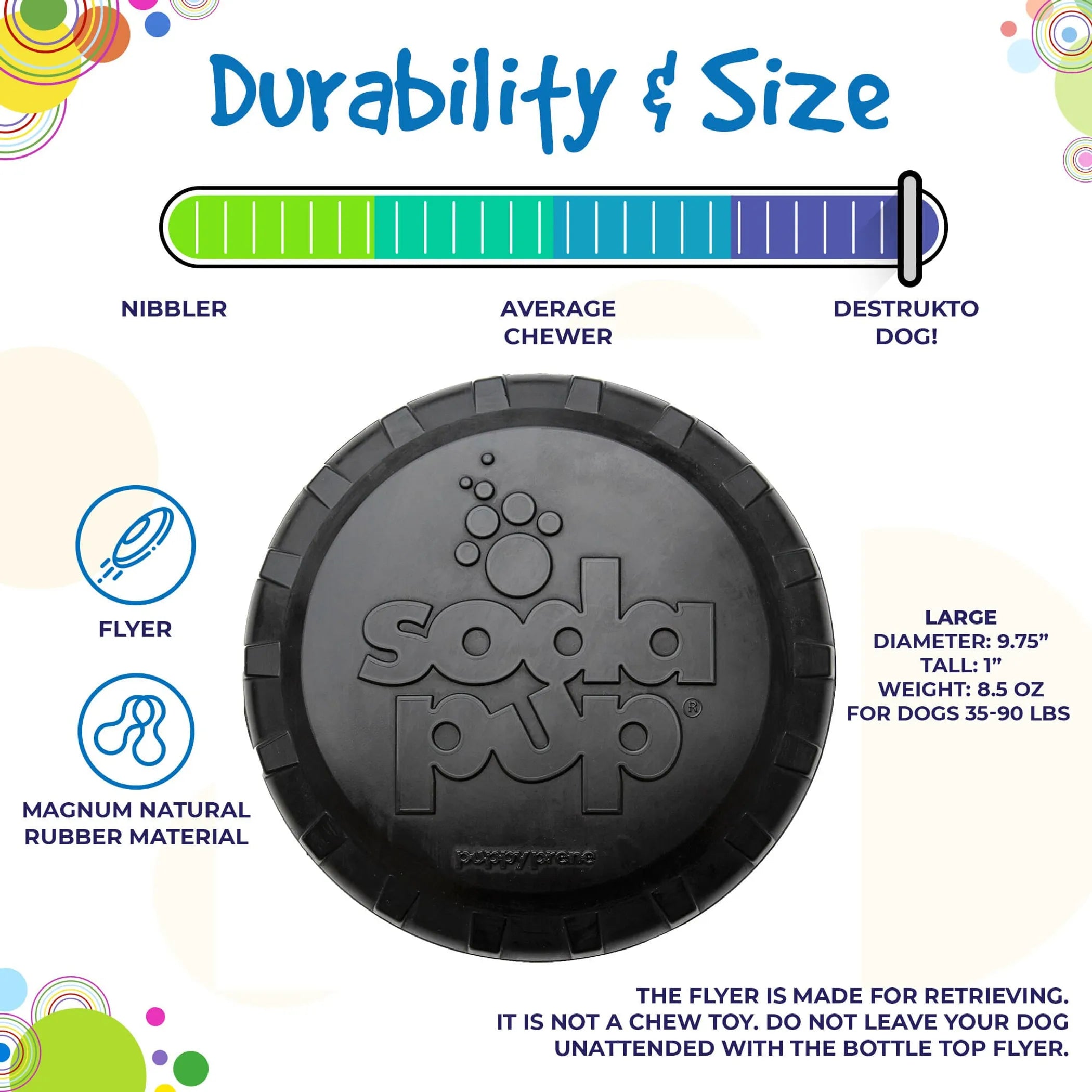 Magnum Bottle Top Flyer Ultra Durable Rubber Retrieving Frisbee