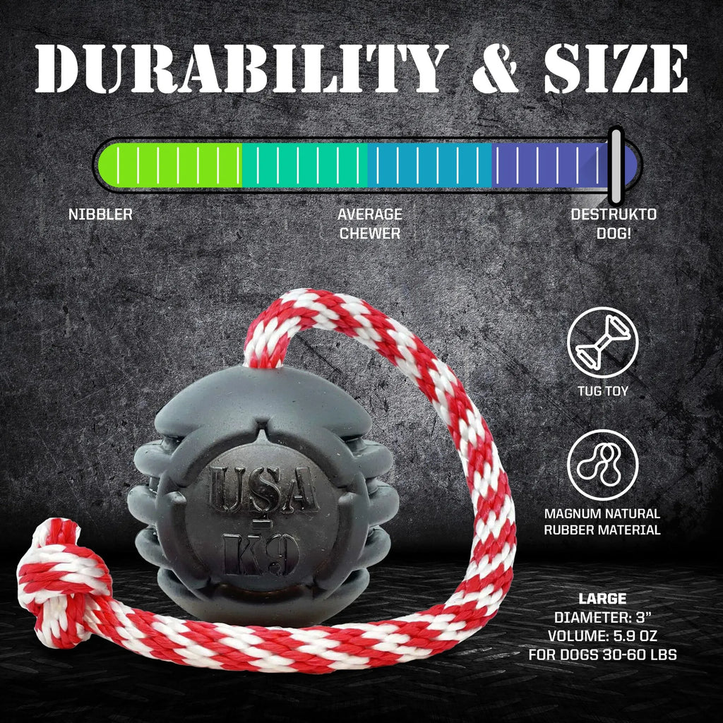 USA-K9 Magnum Black Stars and Stripes Ultra-Durable  Rubber Chew Toy