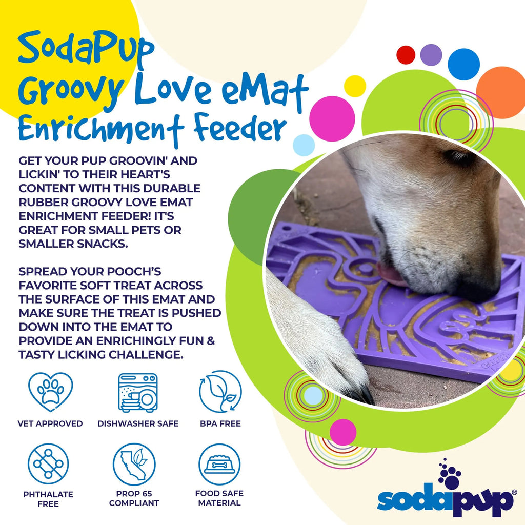 Groovy Love eMat - Small Enrichment Lick Mat| Retro Peace & Love Design