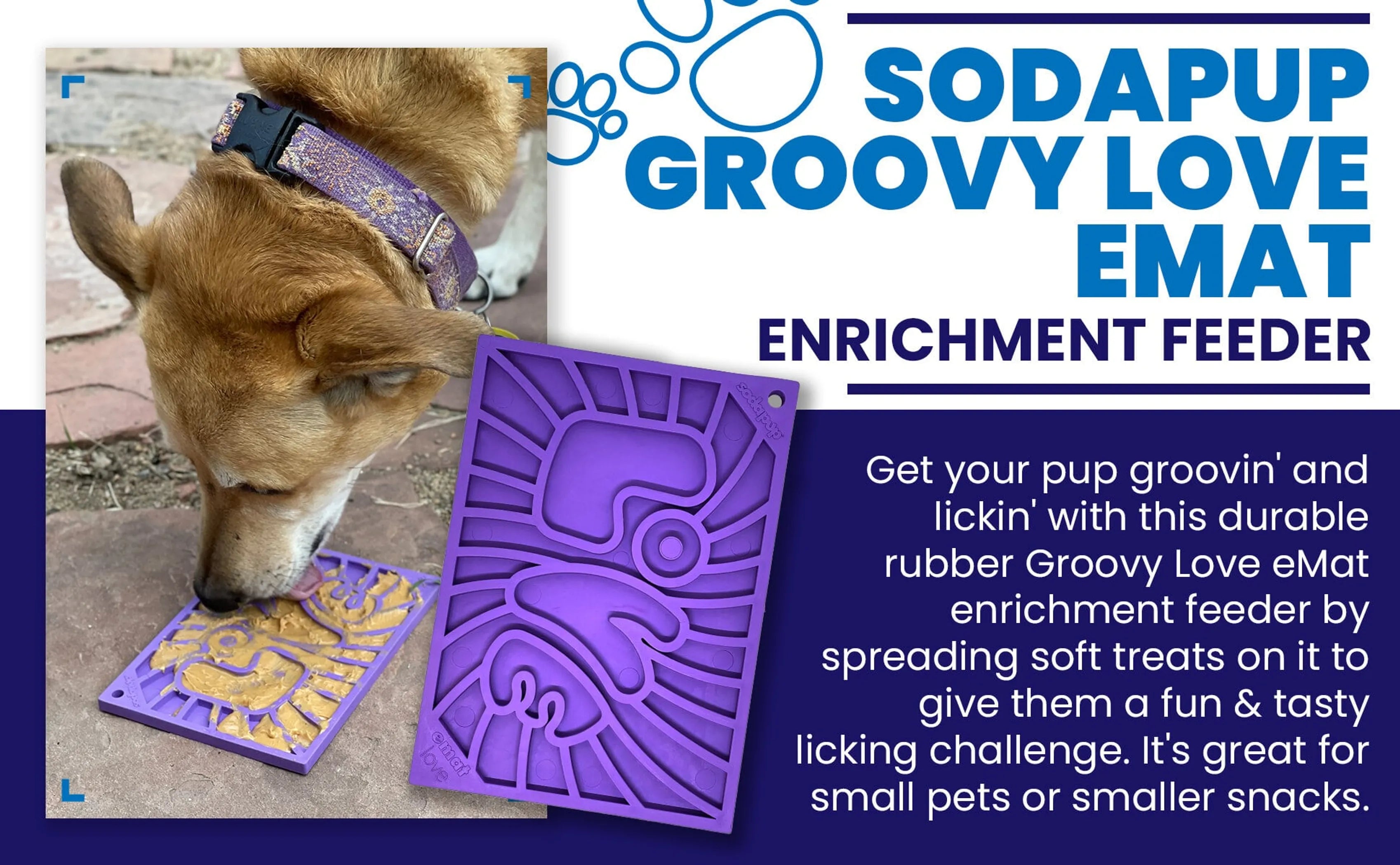 Groovy Love eMat - Small Enrichment Lick Mat| Retro Peace & Love Design