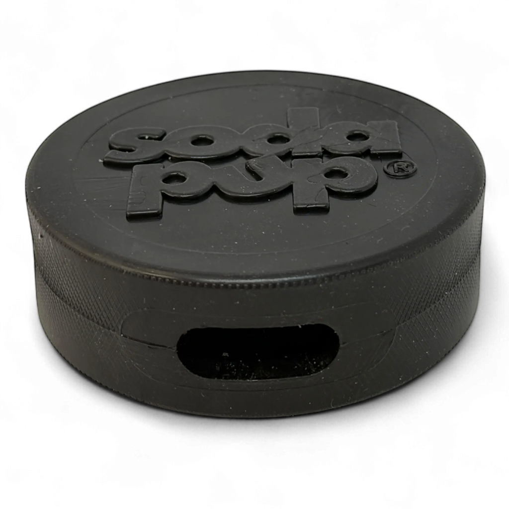 Hockey Puck Bully Stick Holder - Durable Rubber Treat Holder & Chew Toy