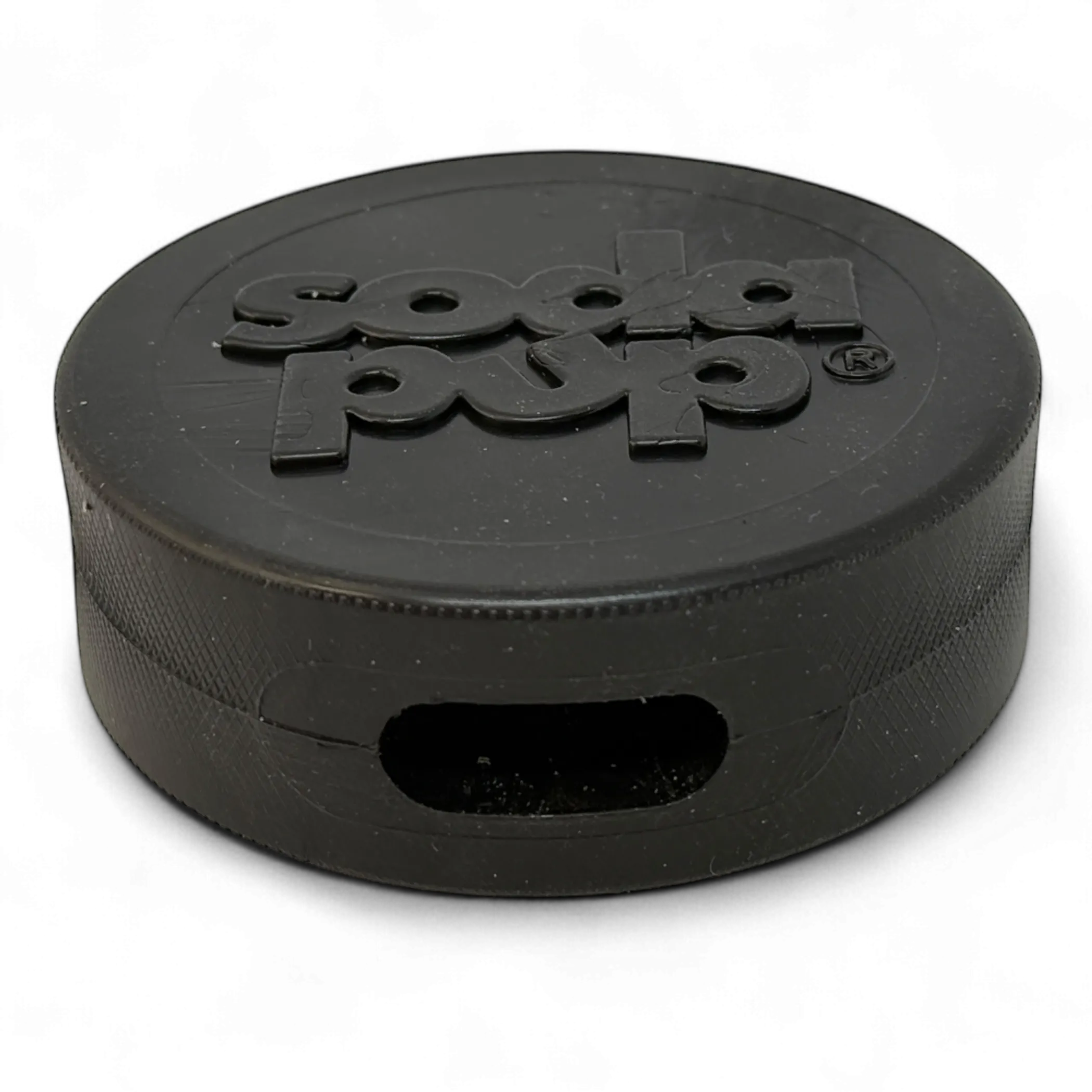 Hockey Puck Bully Stick Holder - Durable Rubber Treat Holder & Chew Toy