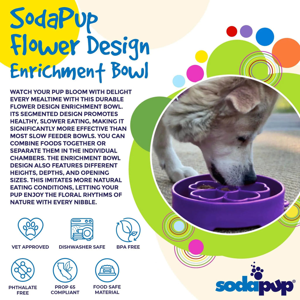Flower eBowl Deep Slow Feeder Dog Bowl for Enrichment