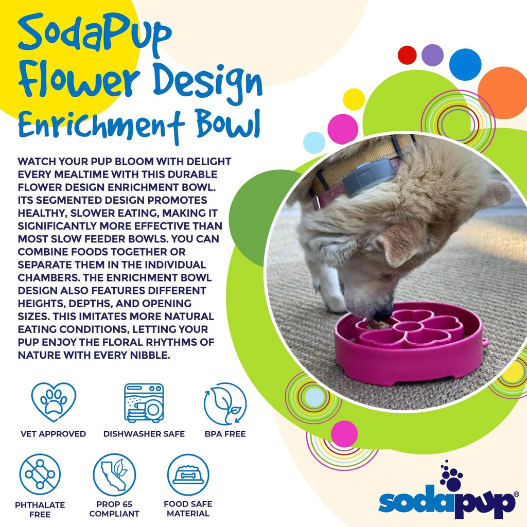 Flower eBowl Deep Slow Feeder Dog Bowl for Enrichment