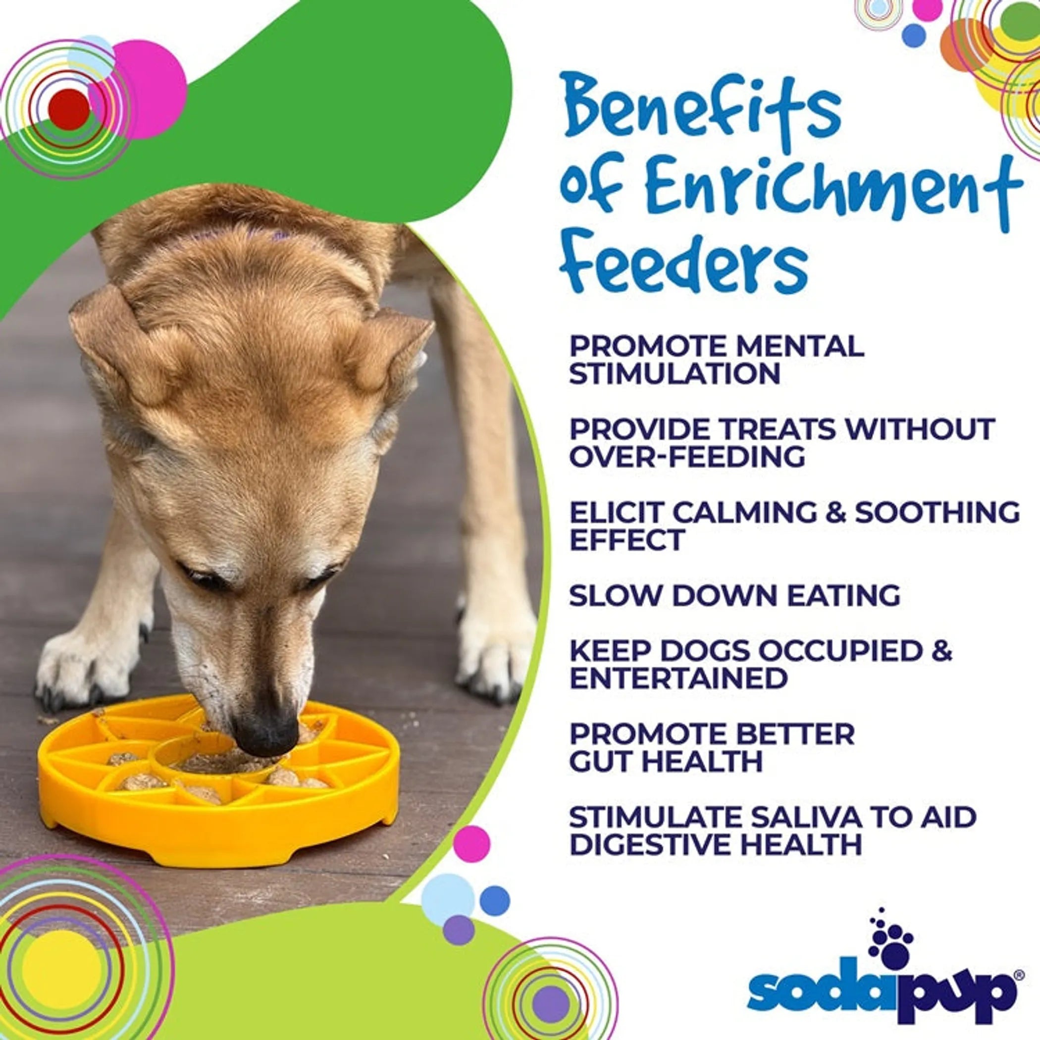 Sunflower eTray Shallow Slow Feeder Dog Bowl for Enrichment