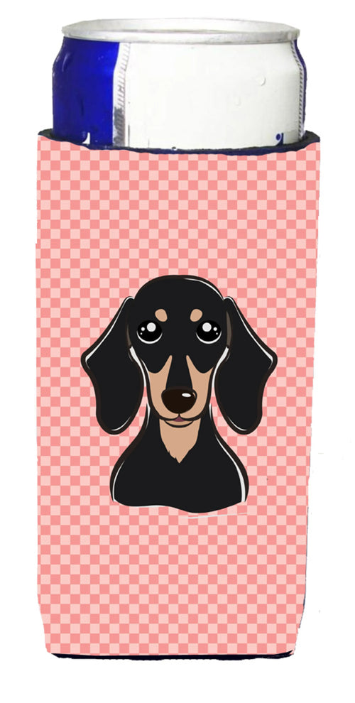 Checkerboard Design with Dog Ultra Hugger for slim cans