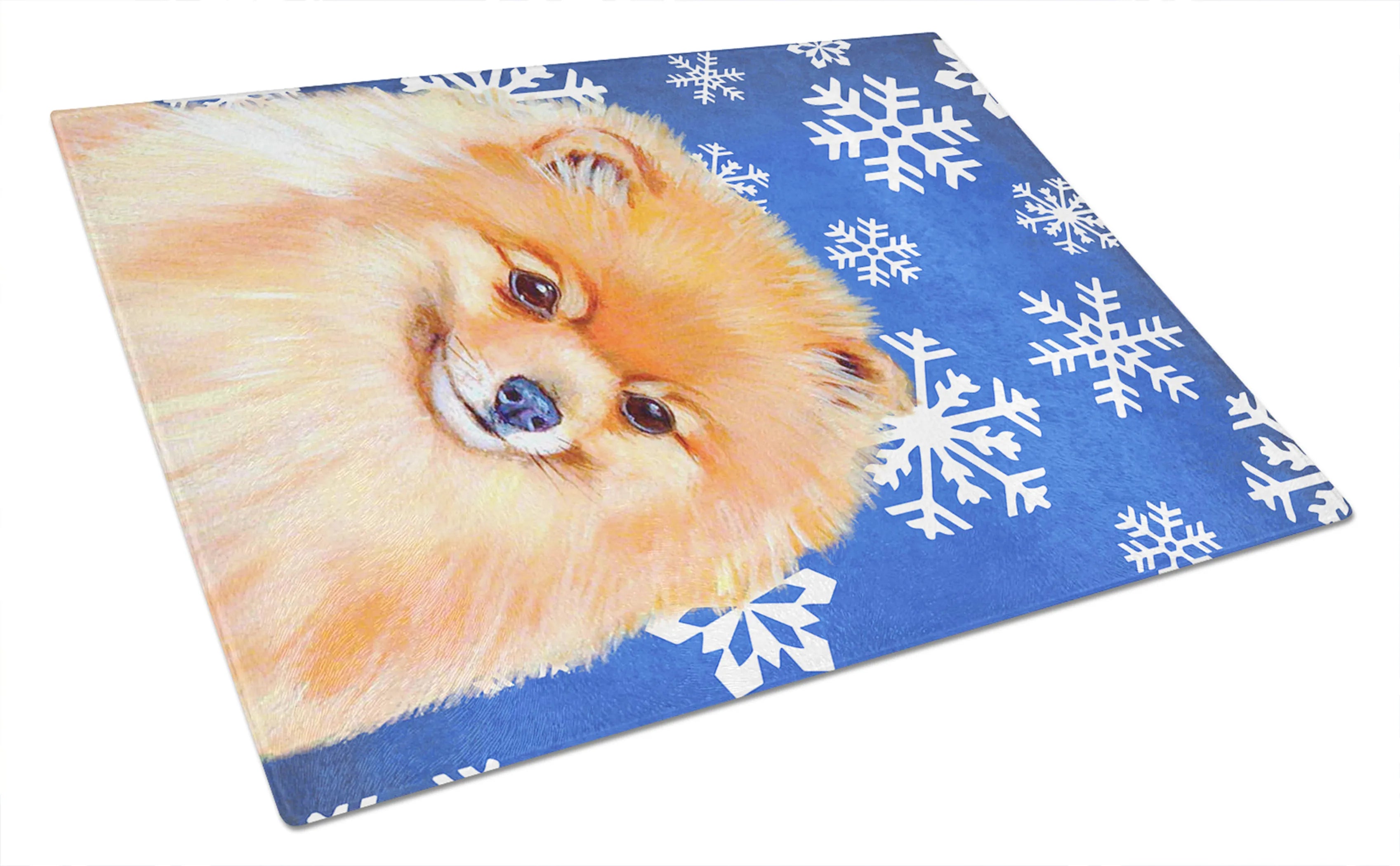 Christmas Design Dog Print Glass Cutting Board Large - Size: 12 X 15 | Pack Of: 1
