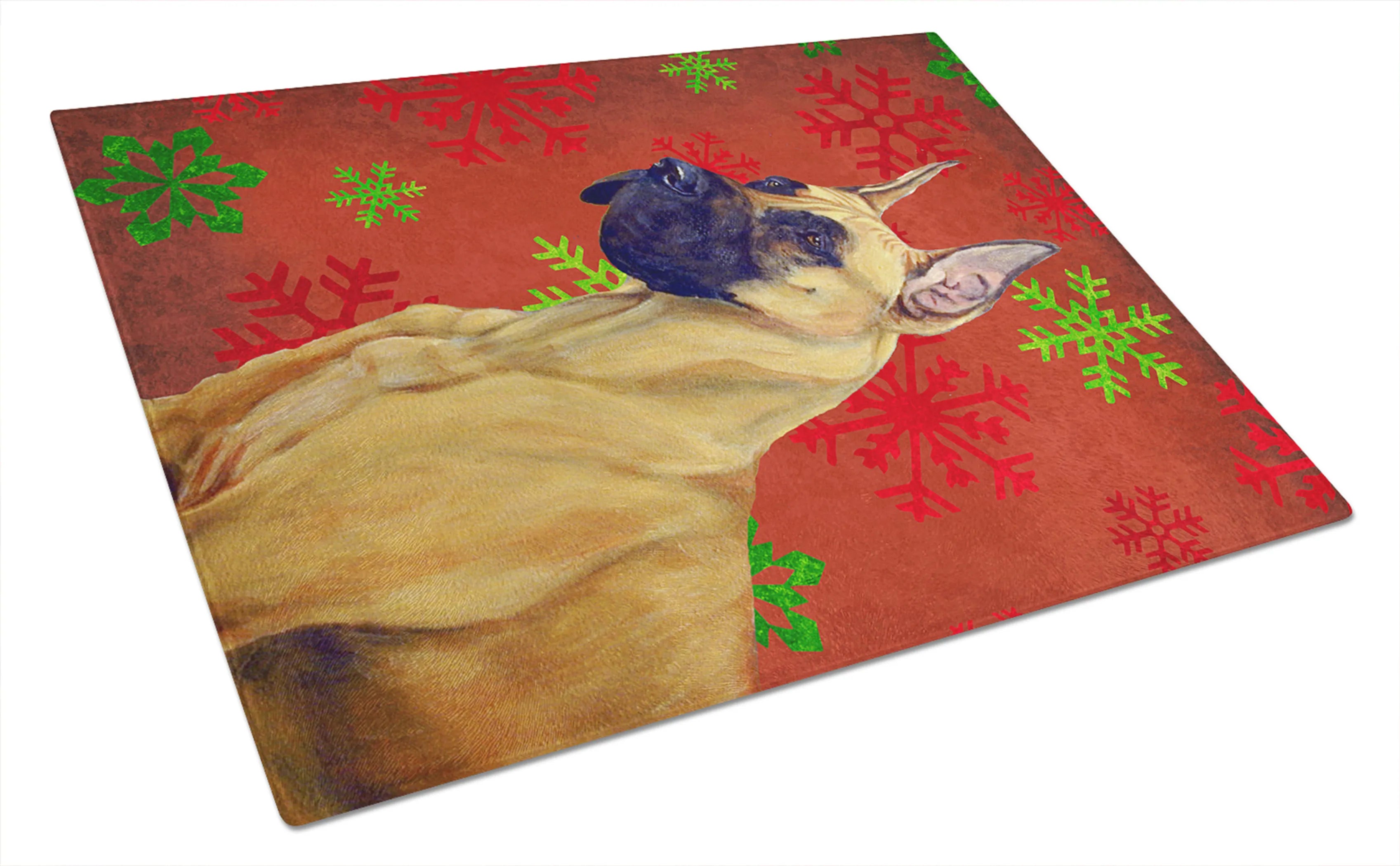 Christmas Design Dog Print Glass Cutting Board Large - Size: 12 X 15 | Pack Of: 1