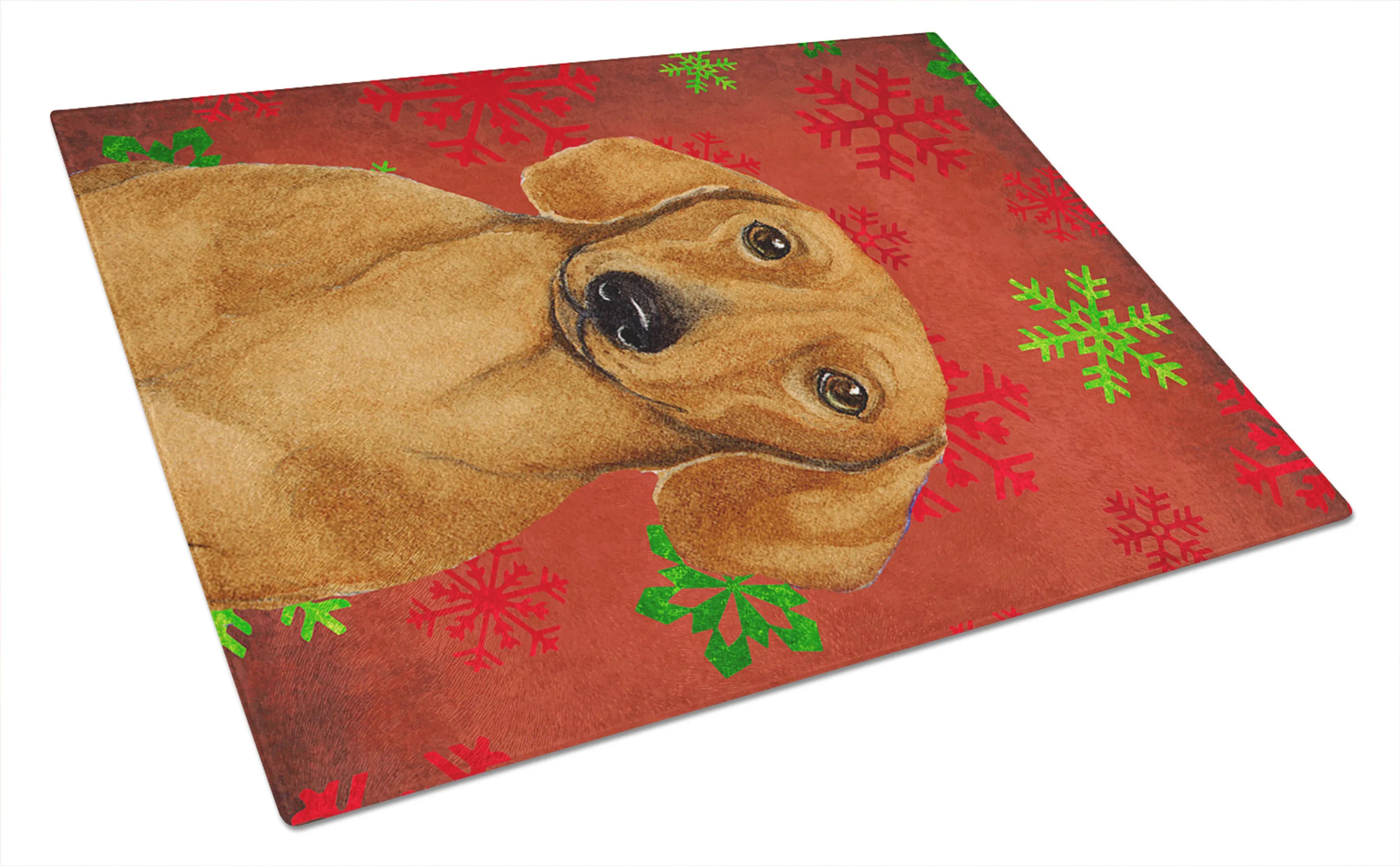 Christmas Design Dog Print Glass Cutting Board Large - Size: 12 X 15 | Pack Of: 1