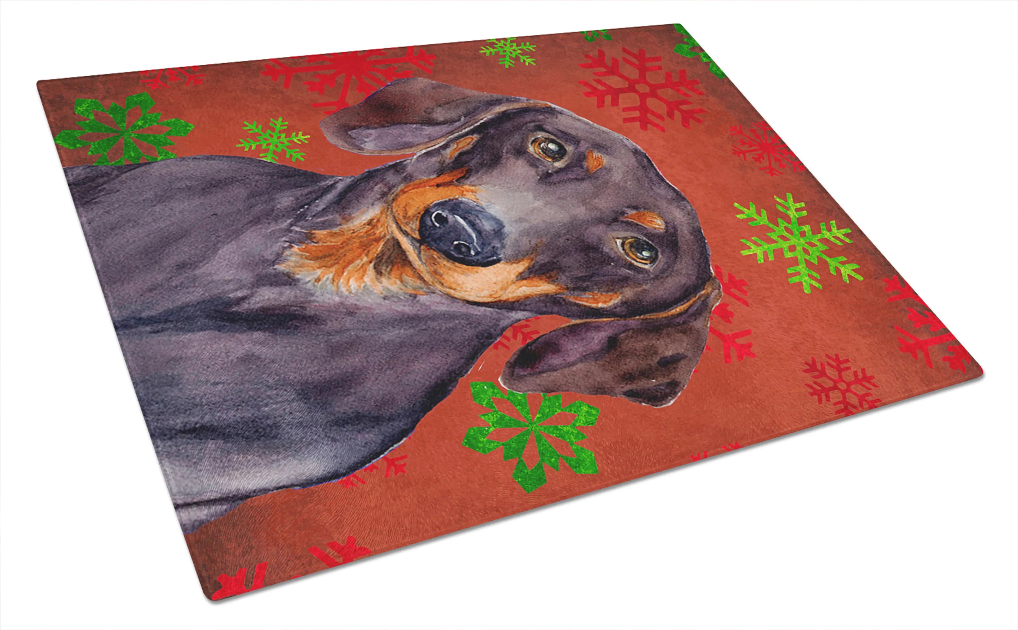 Christmas Design Dog Print Glass Cutting Board Large - Size: 12 X 15 | Pack Of: 1