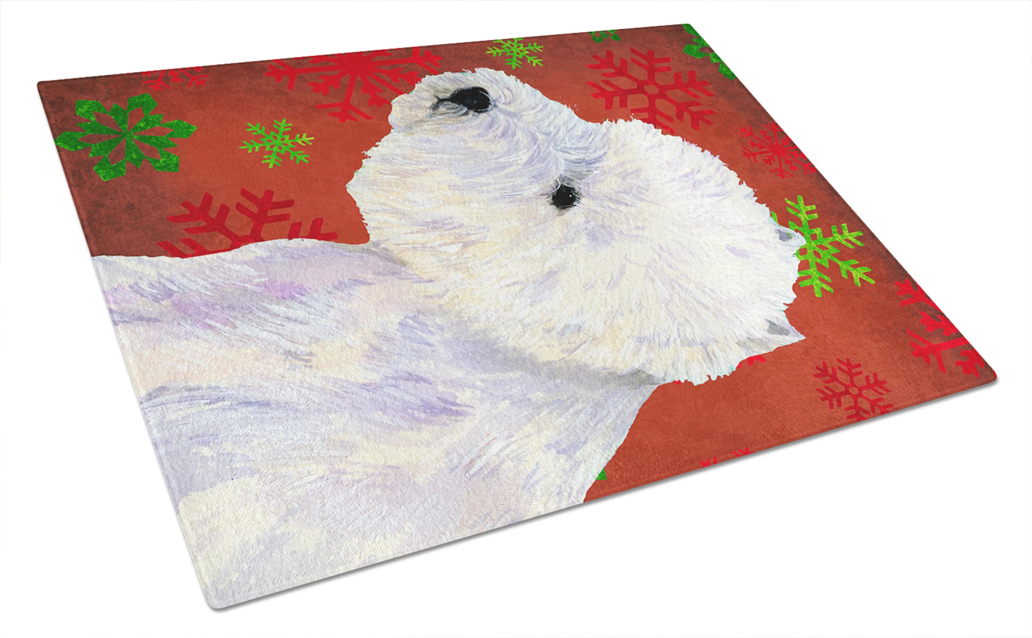 Christmas Design Dog Print Glass Cutting Board Large - Size: 12 X 15 | Pack Of: 1