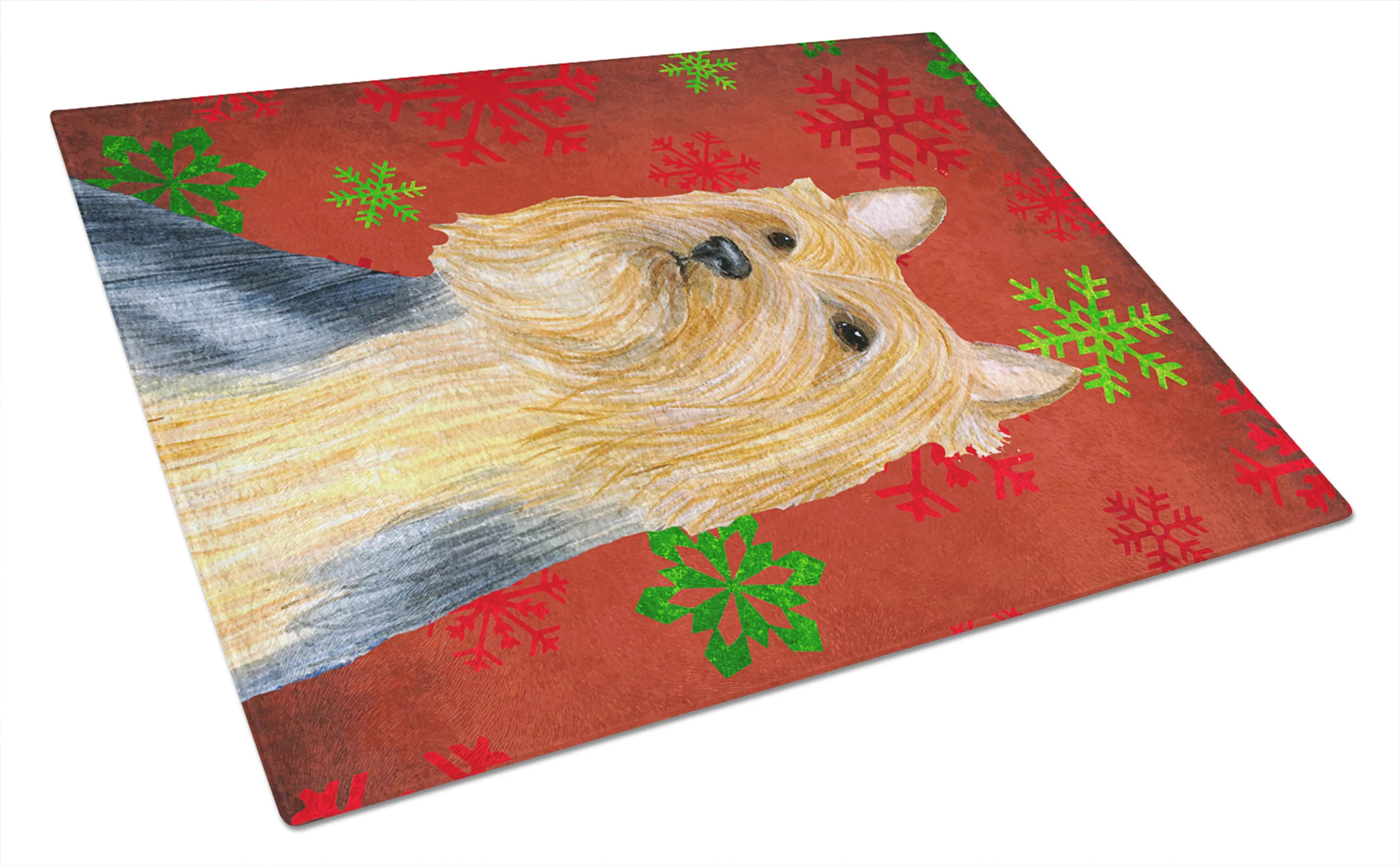 Christmas Design Dog Print Glass Cutting Board Large - Size: 12 X 15 | Pack Of: 1