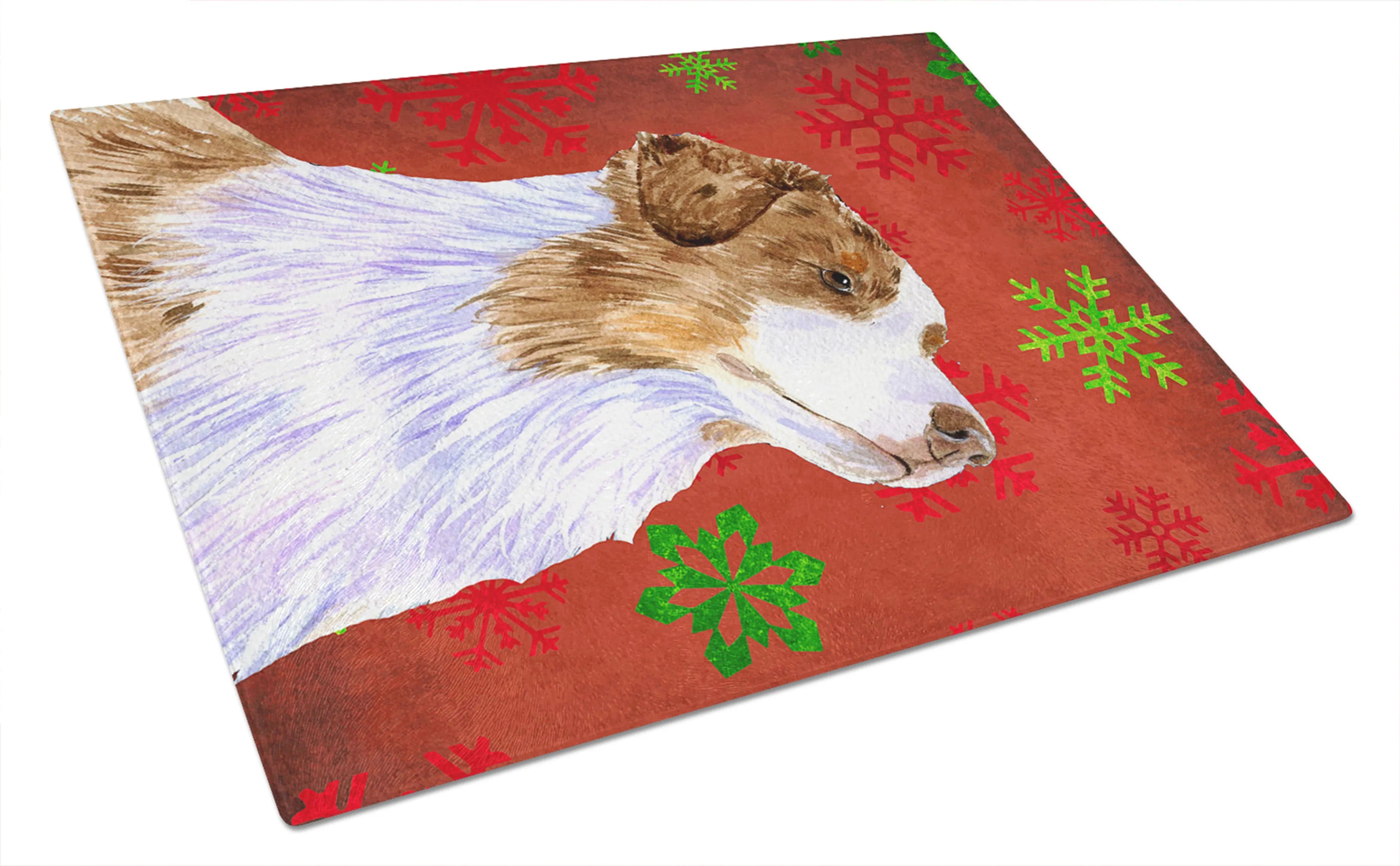 Christmas Design Dog Print Glass Cutting Board Large - Size: 12 X 15 | Pack Of: 1