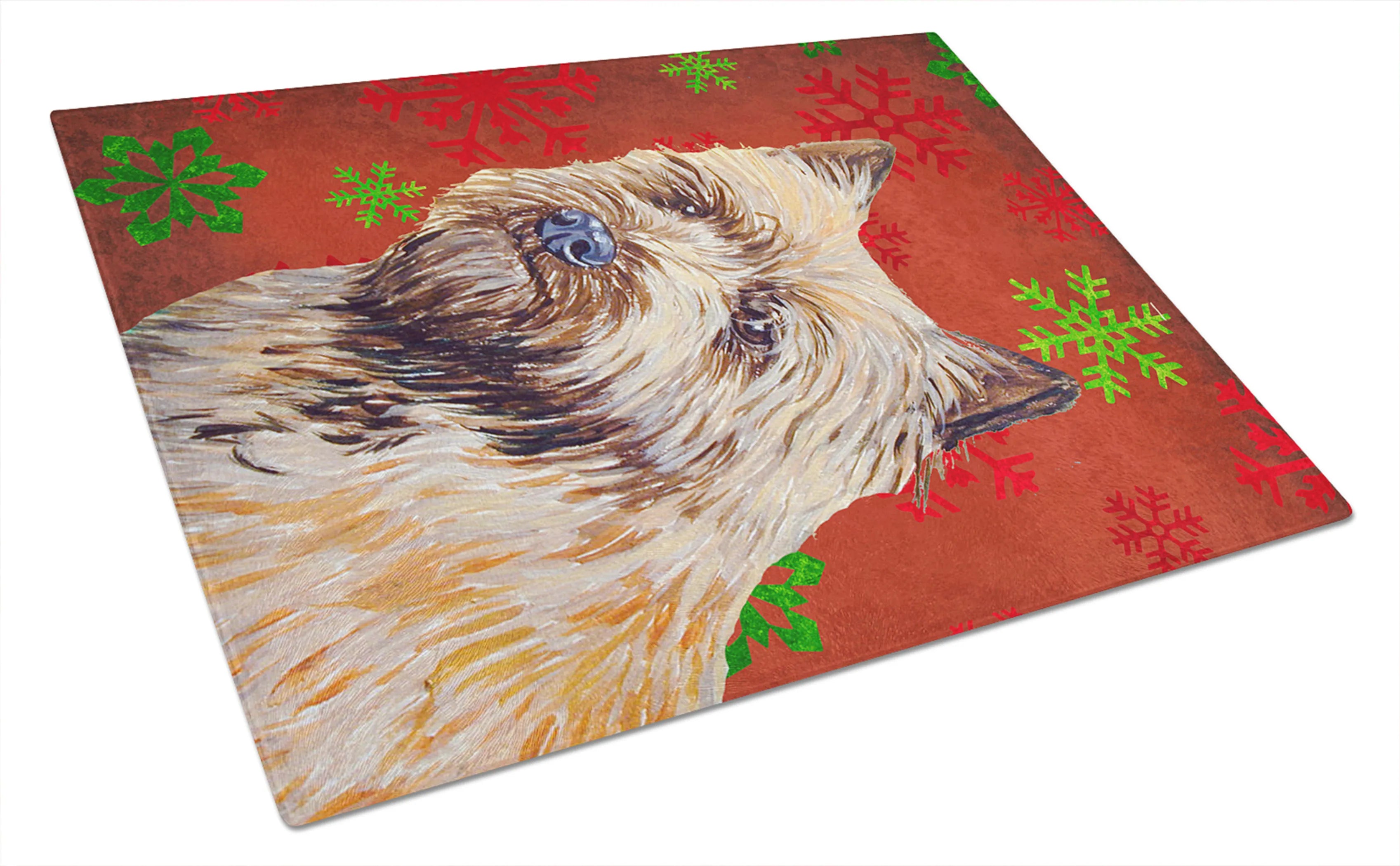 Christmas Design Dog Print Glass Cutting Board Large - Size: 12 X 15 | Pack Of: 1