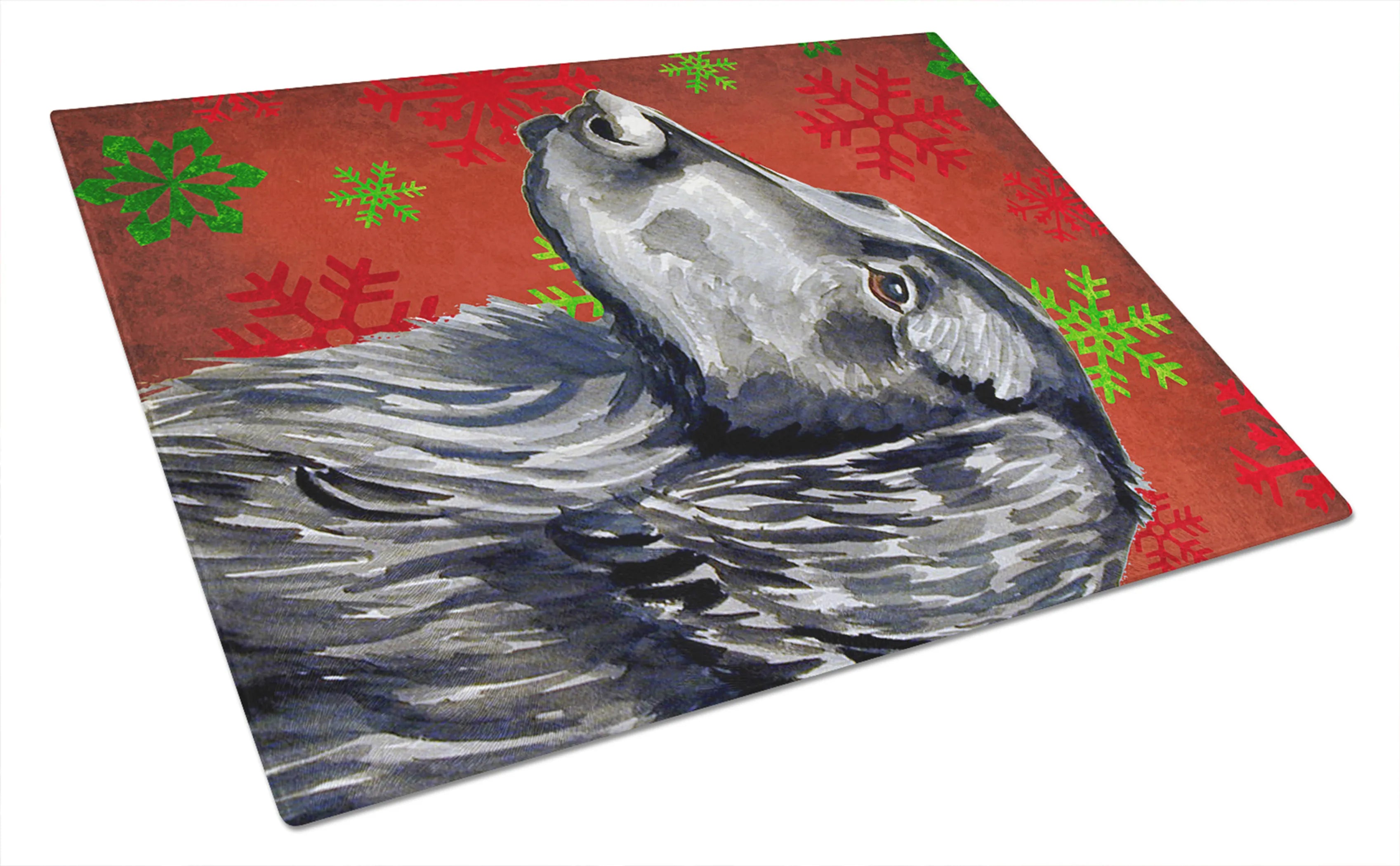 Christmas Design Dog Print Glass Cutting Board Large - Size: 12 X 15 | Pack Of: 1