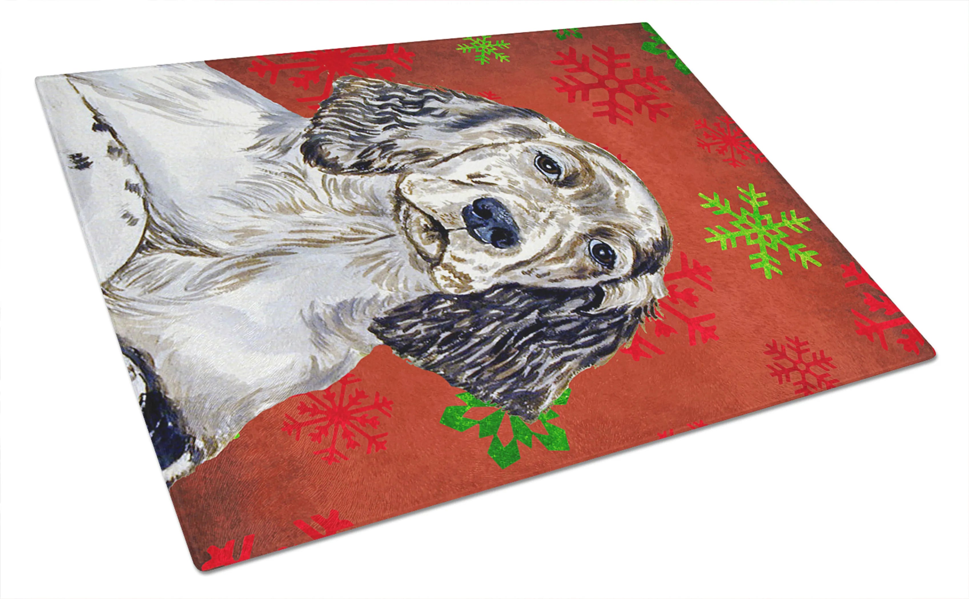 Christmas Design Dog Print Glass Cutting Board Large - Size: 12 X 15 | Pack Of: 1