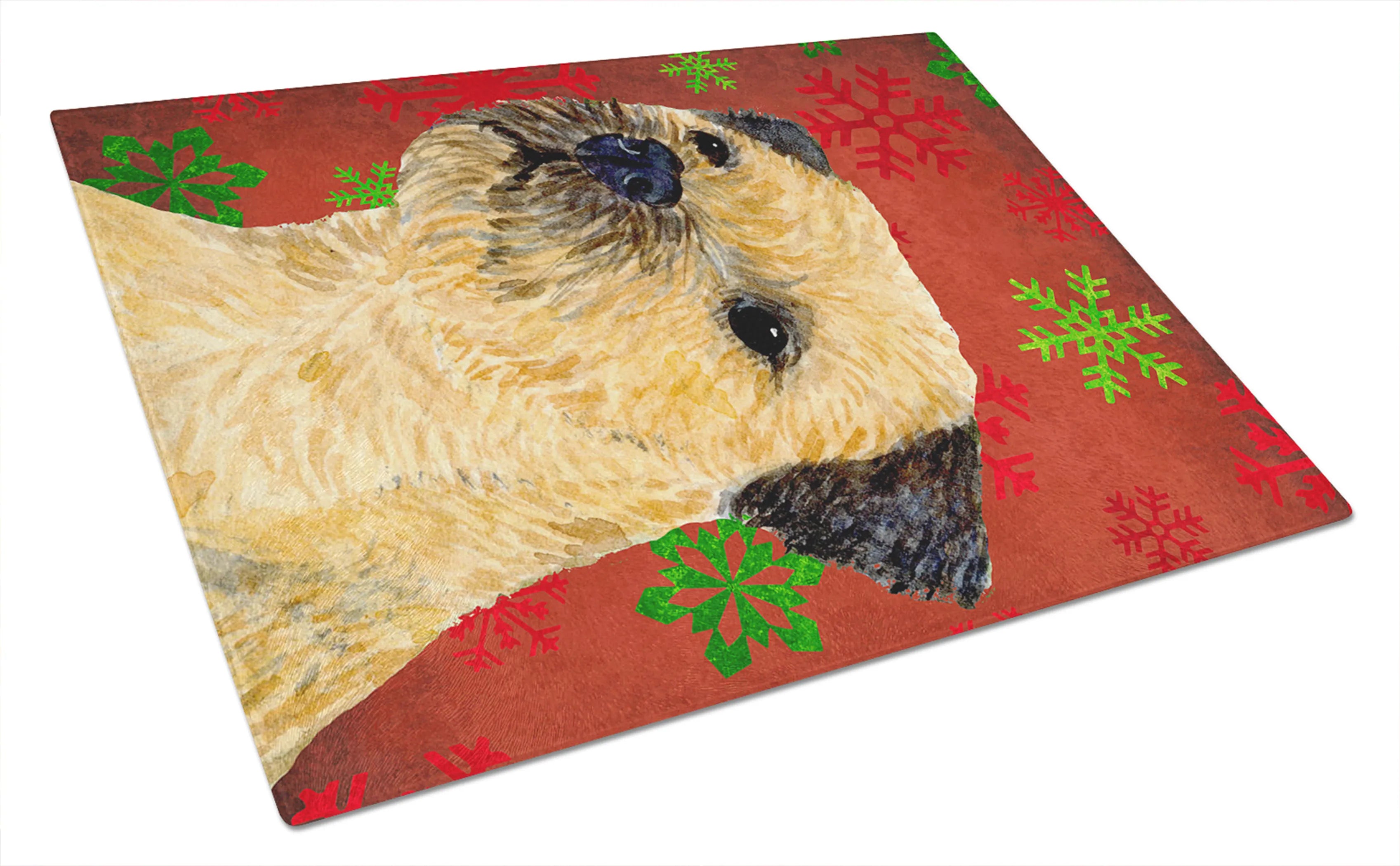 Christmas Design Dog Print Glass Cutting Board Large - Size: 12 X 15 | Pack Of: 1