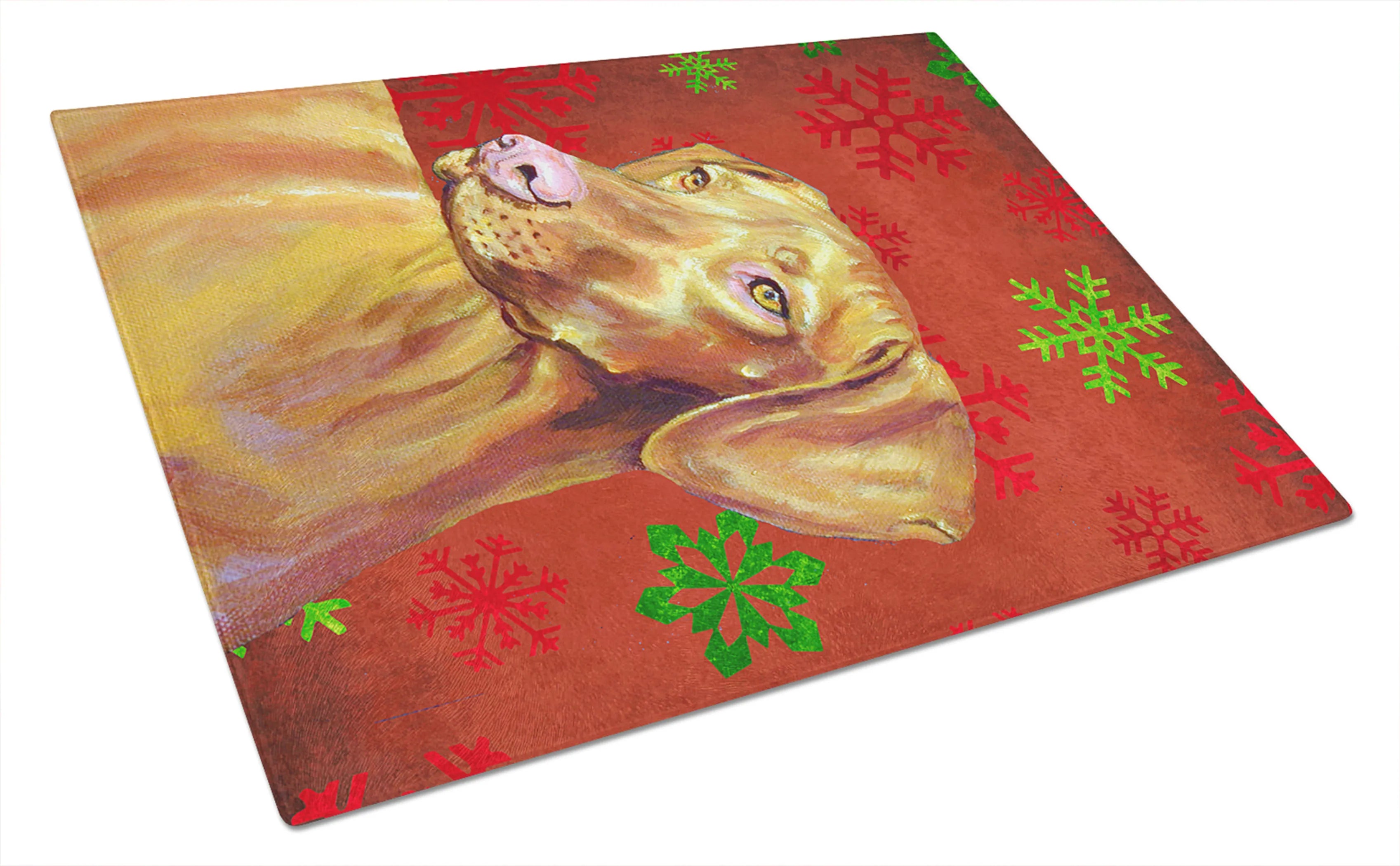 Christmas Design Dog Print Glass Cutting Board Large - Size: 12 X 15 | Pack Of: 1