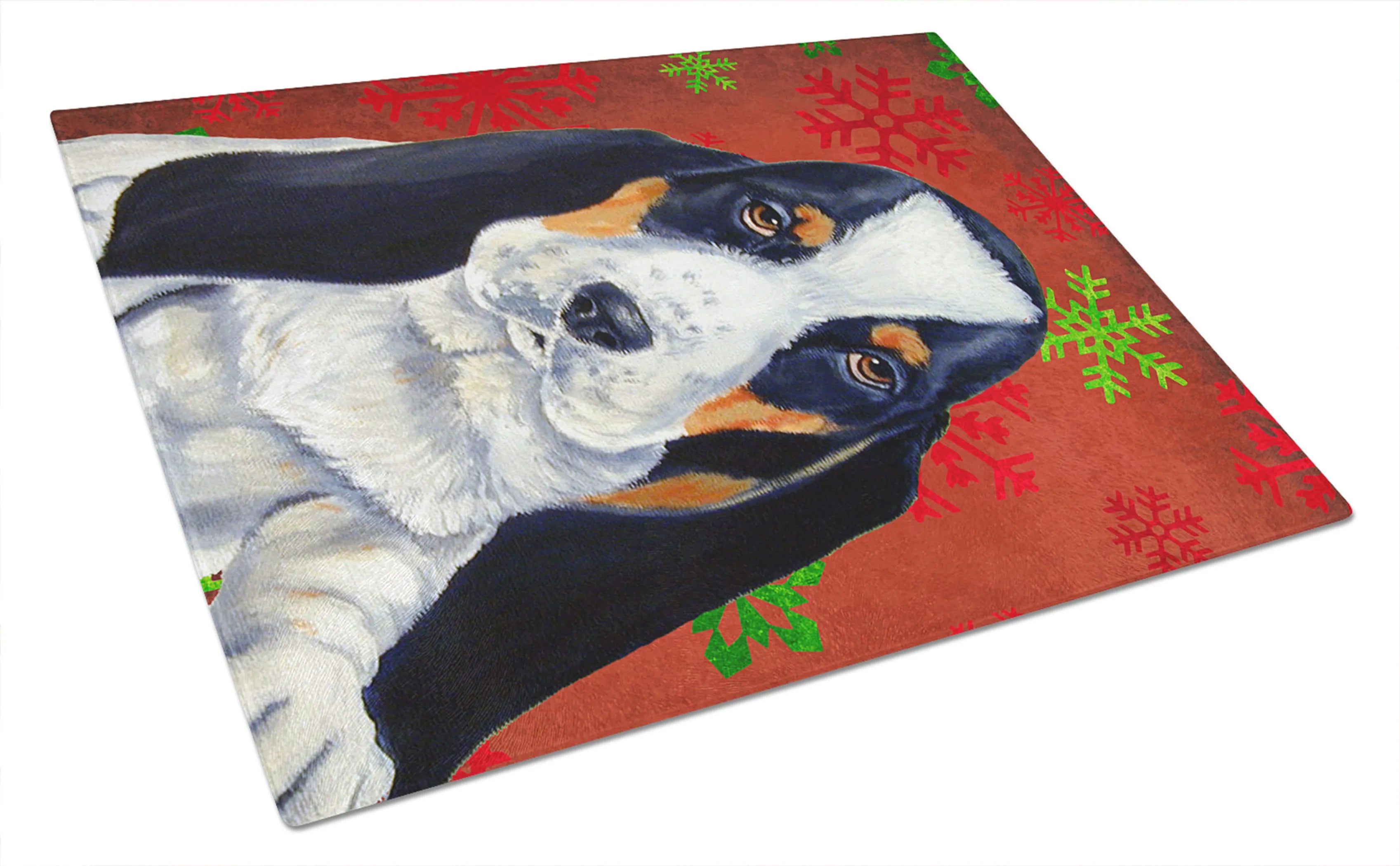Christmas Design Dog Print Glass Cutting Board Large - Size: 12 X 15 | Pack Of: 1