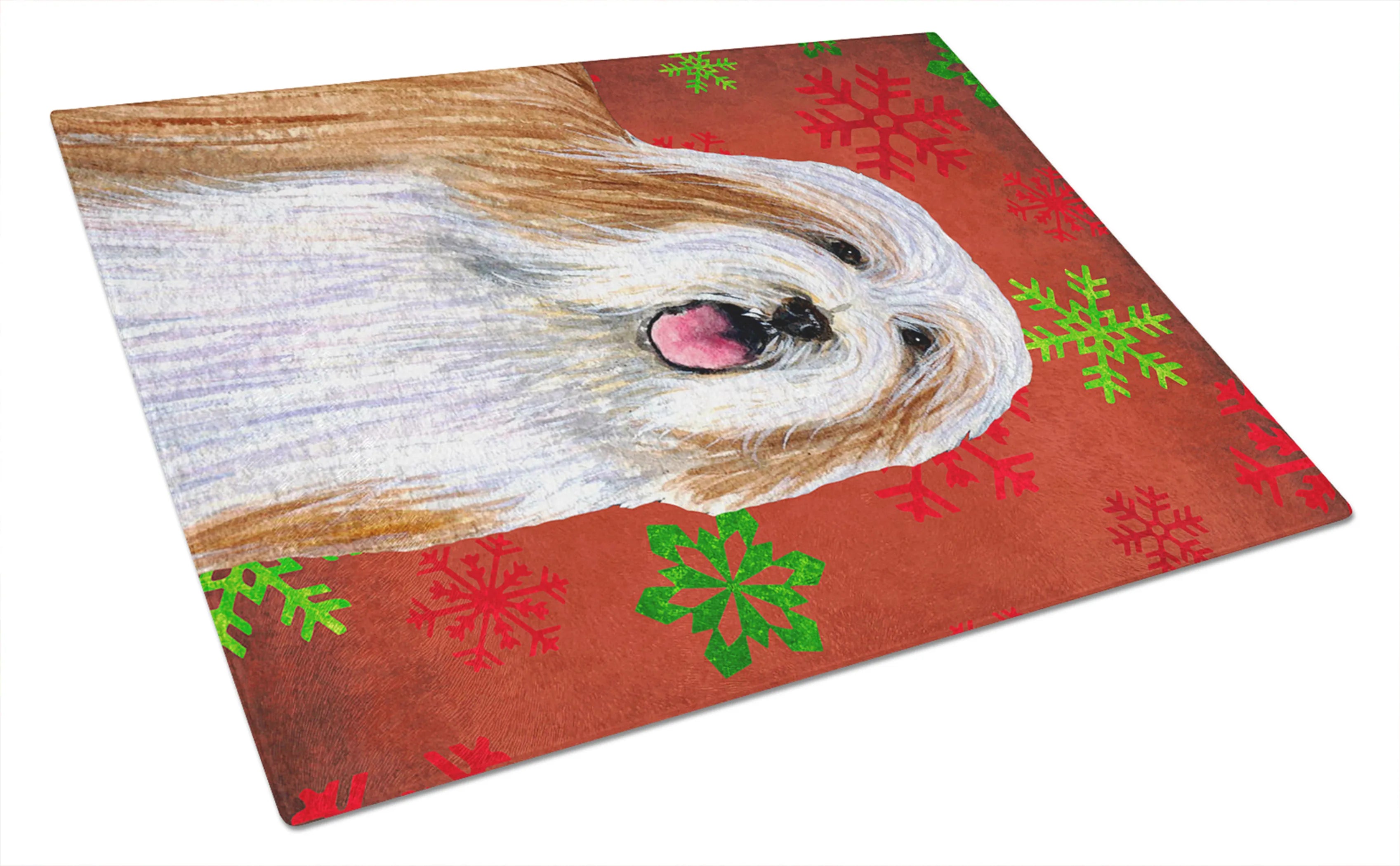 Christmas Design Dog Print Glass Cutting Board Large - Size: 12 X 15 | Pack Of: 1