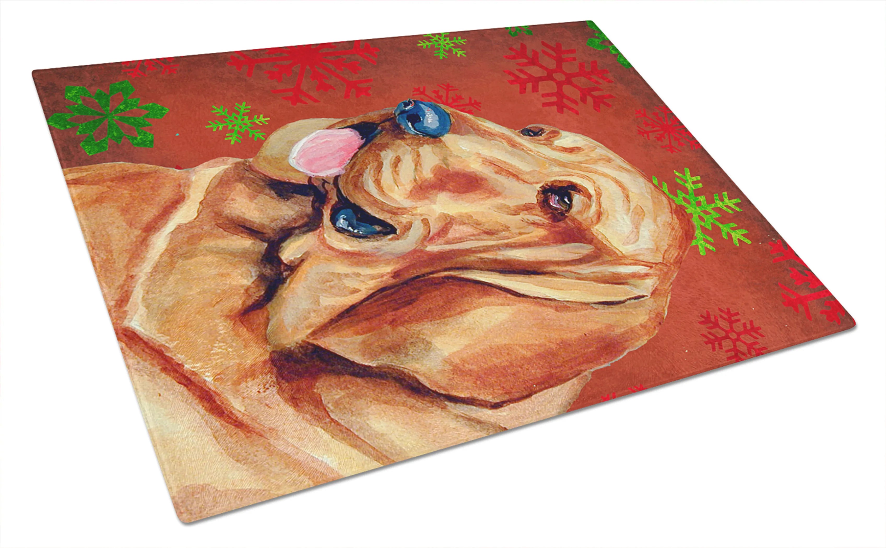 Christmas Design Dog Print Glass Cutting Board Large - Size: 12 X 15 | Pack Of: 1