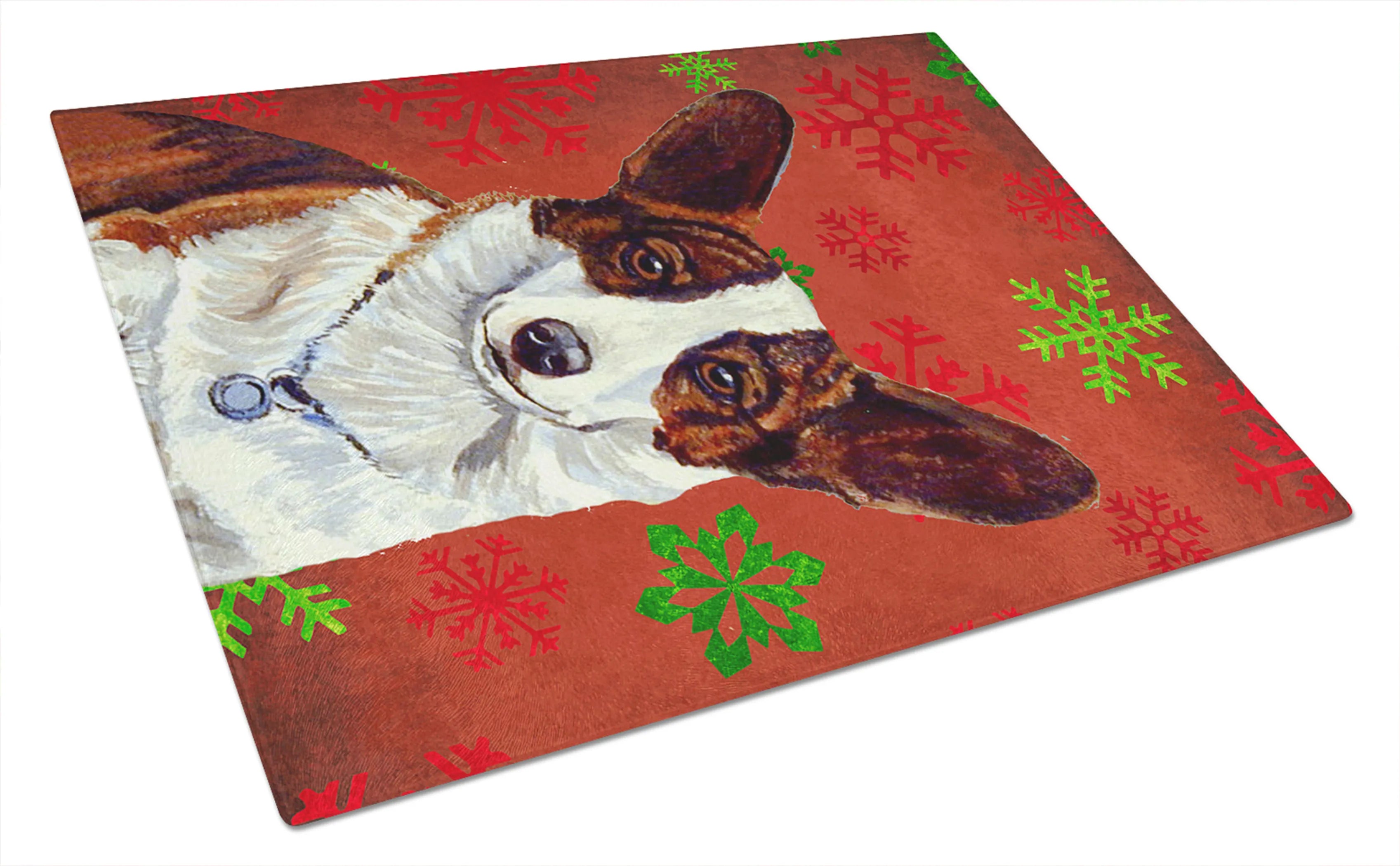 Christmas Design Dog Print Glass Cutting Board Large - Size: 12 X 15 | Pack Of: 1