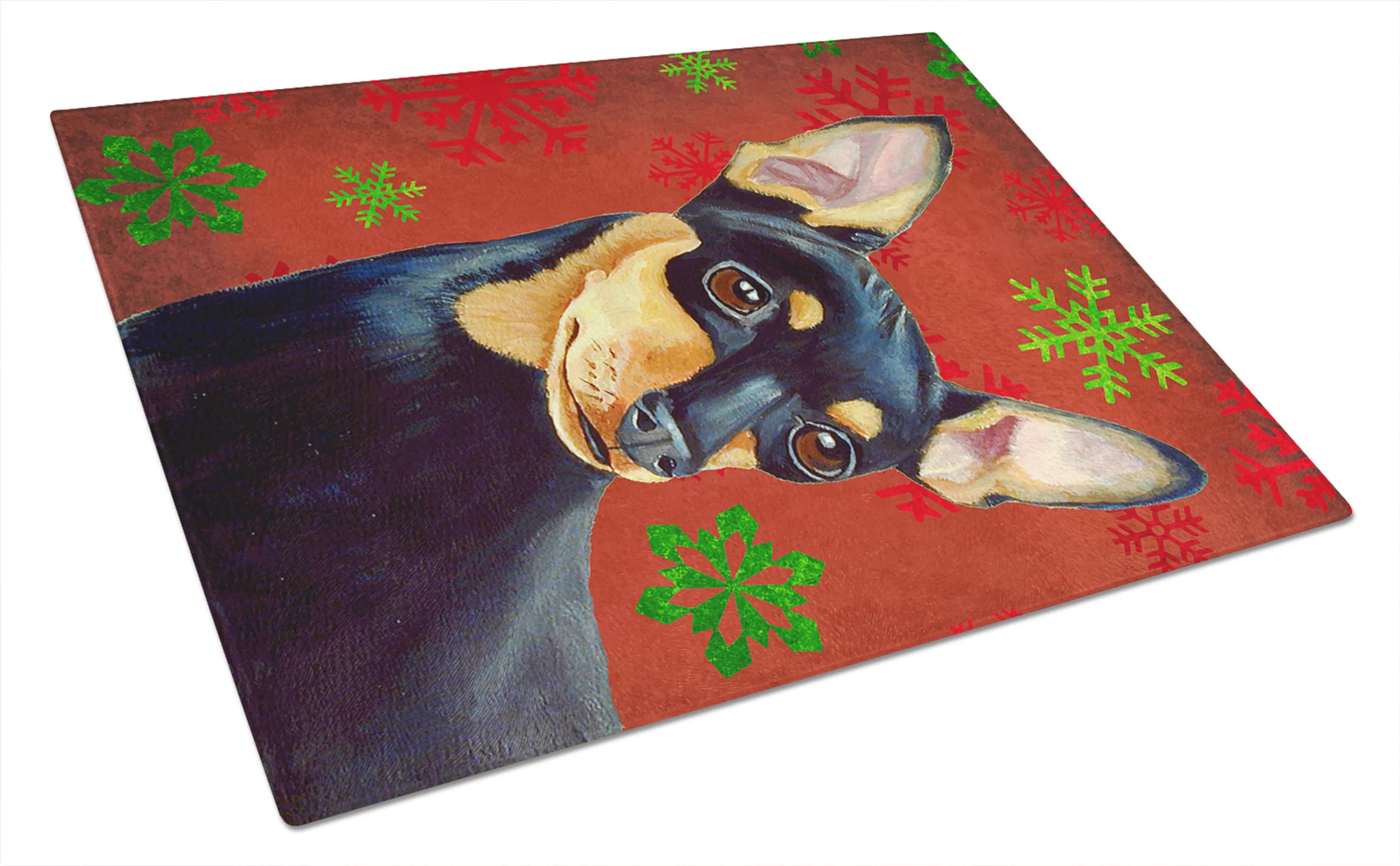 Christmas Design Dog Print Glass Cutting Board Large - Size: 12 X 15 | Pack Of: 1