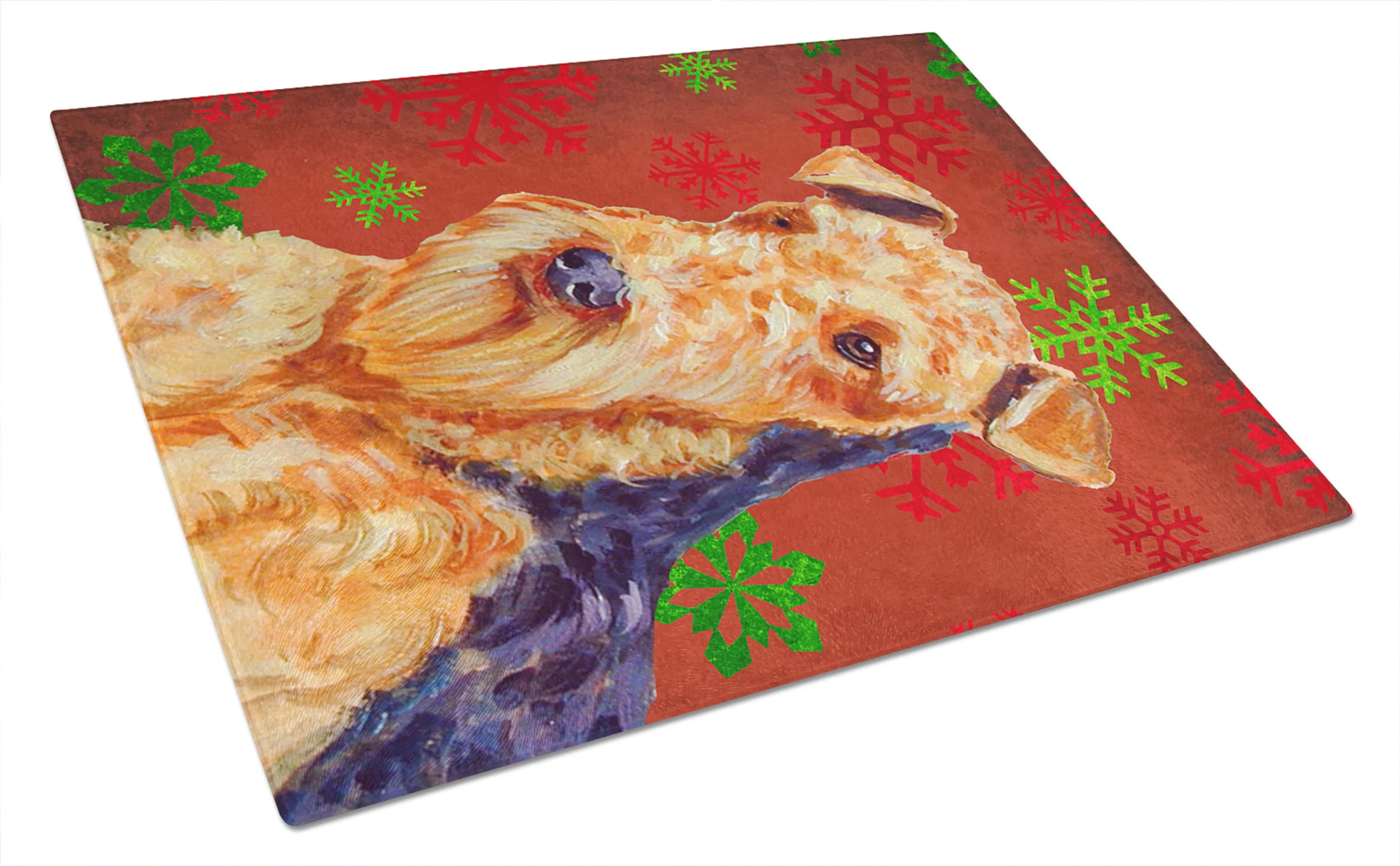 Christmas Design Dog Print Glass Cutting Board Large - Size: 12 X 15 | Pack Of: 1