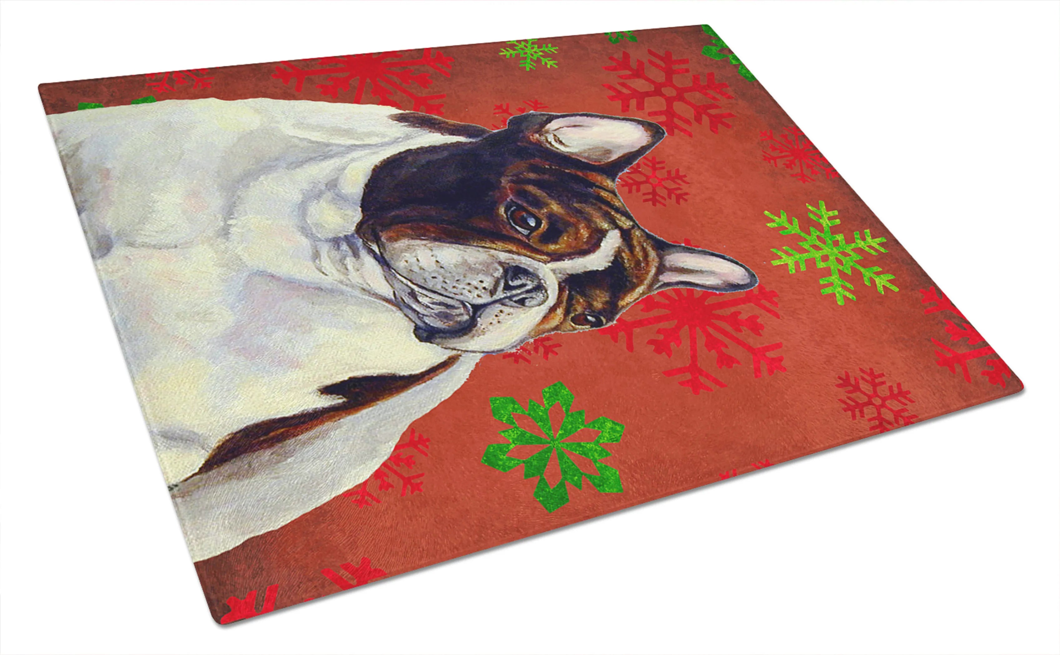 Christmas Design Dog Print Glass Cutting Board Large - Size: 12 X 15 | Pack Of: 1
