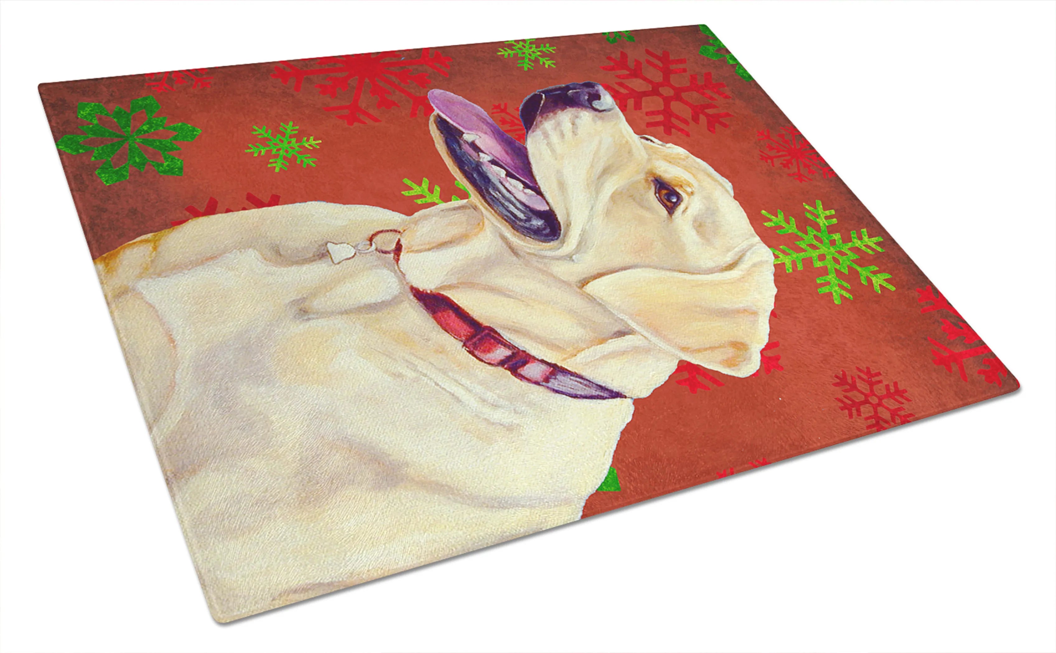 Christmas Design Dog Print Glass Cutting Board Large - Size: 12 X 15 | Pack Of: 1
